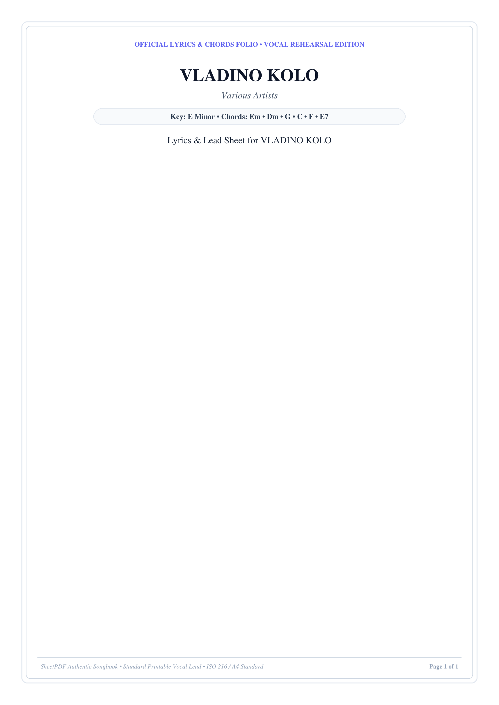 VLADINO KOLO Lyrics & Chords Folio