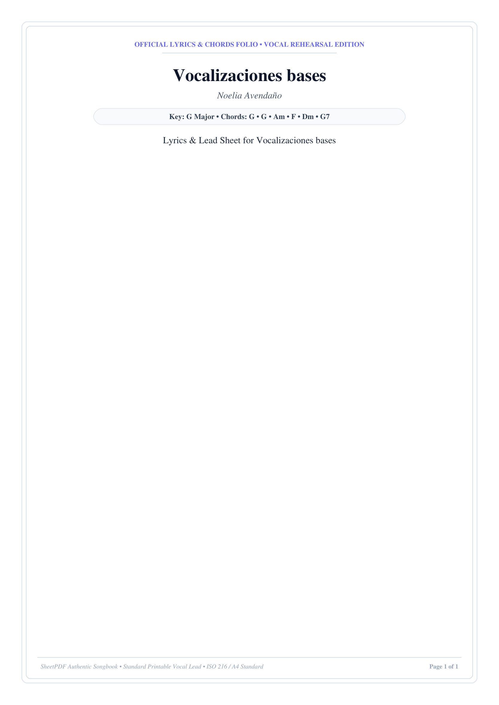 Vocalizaciones bases Piano Sheet Music Page 1 Free PDF