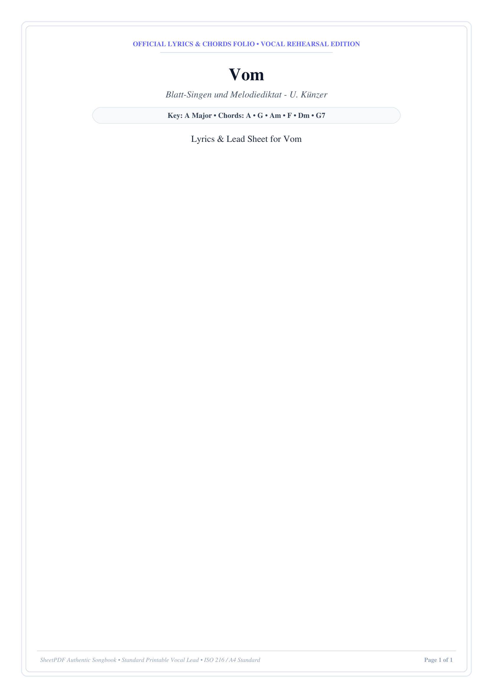 Vom Piano Sheet Music Page 1 Free PDF