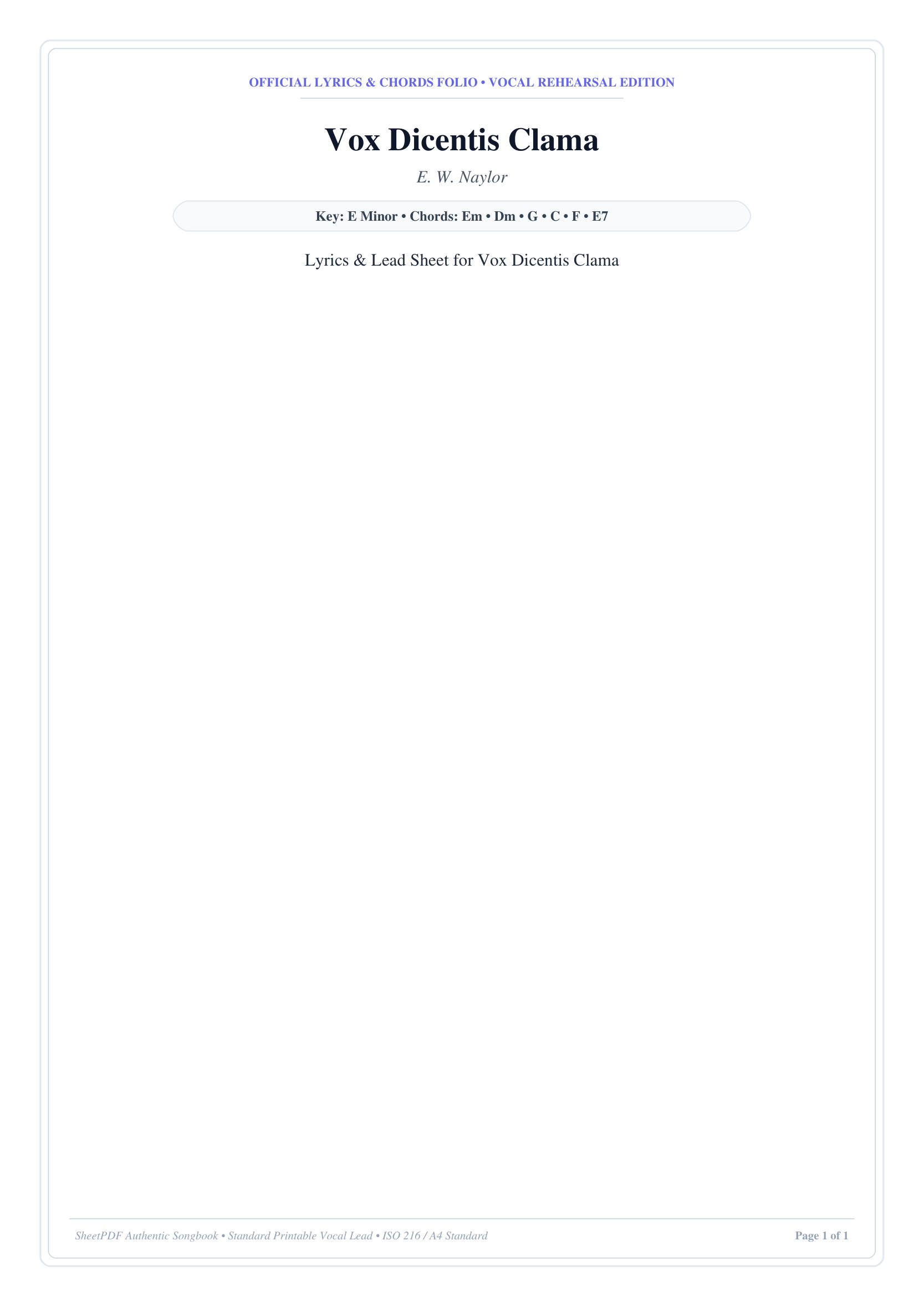 Vox Dicentis Clama Lyrics & Chords Folio