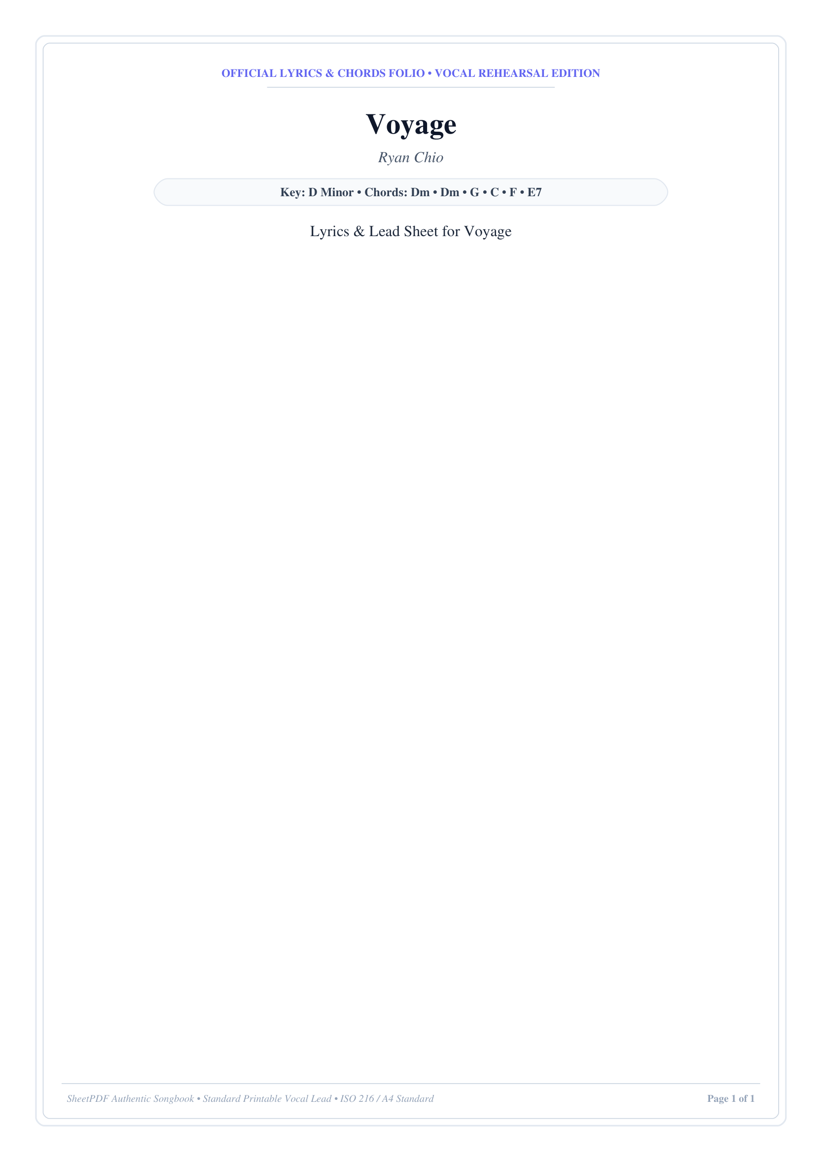 Voyage Lyrics & Chords Folio