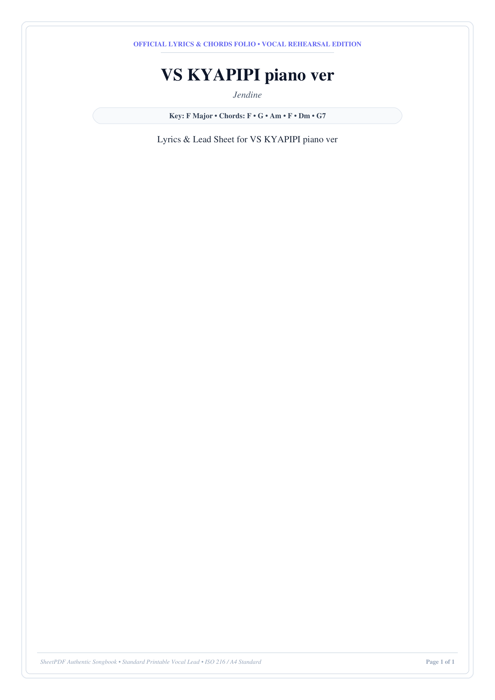 VS KYAPIPI piano ver Piano Sheet Music Page 1 Free PDF