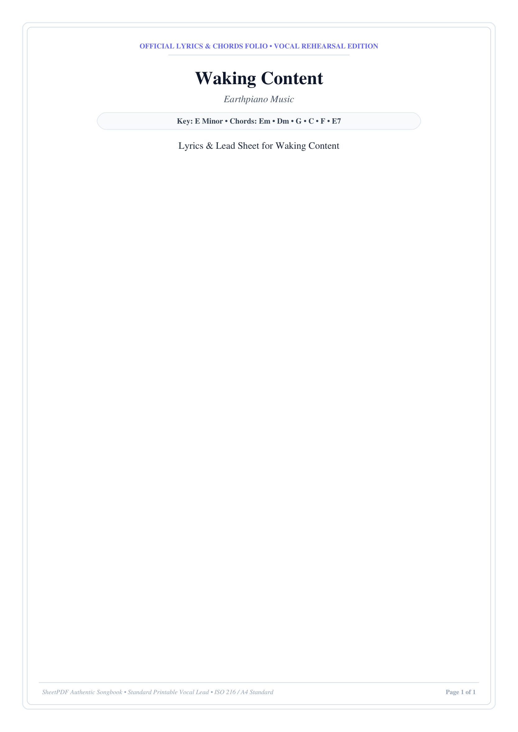 Waking Content Lyrics & Chords Folio
