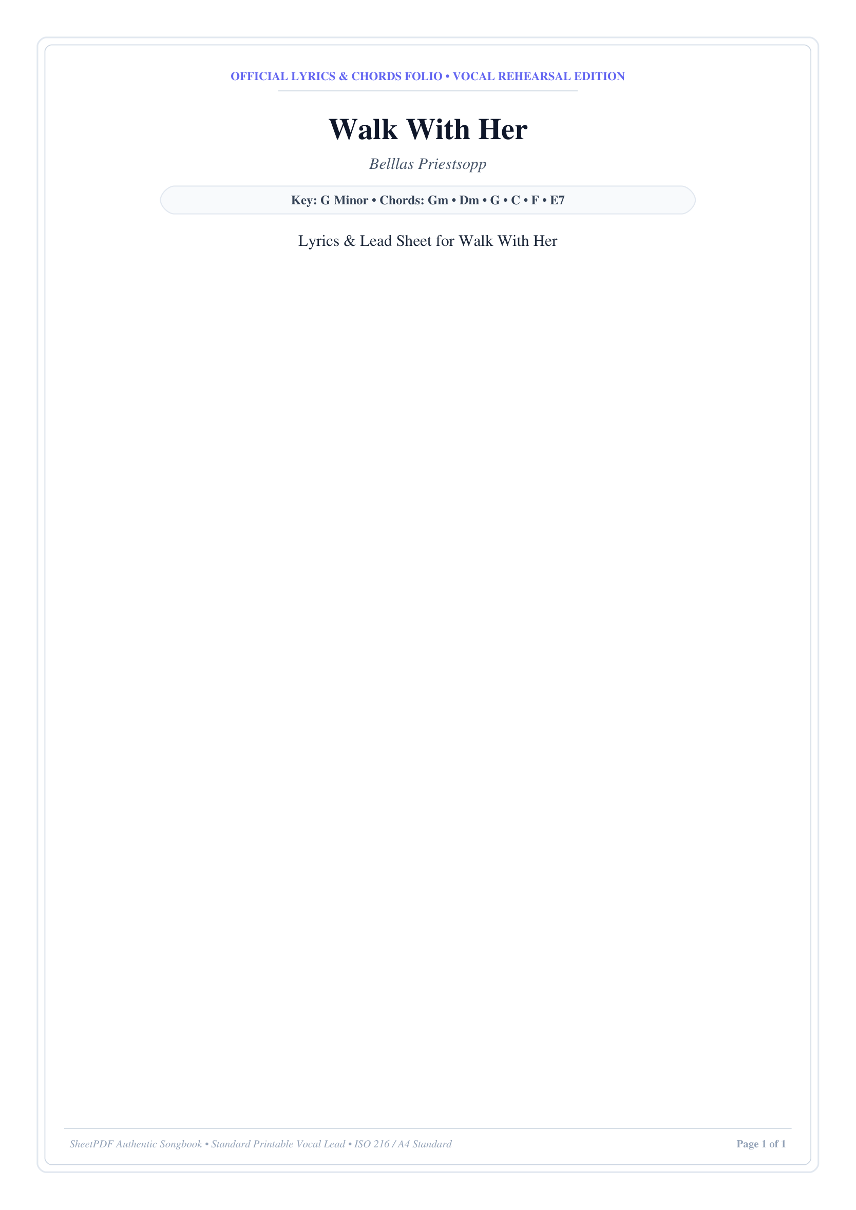 Walk With Her Piano Sheet Music Page 1 Free PDF