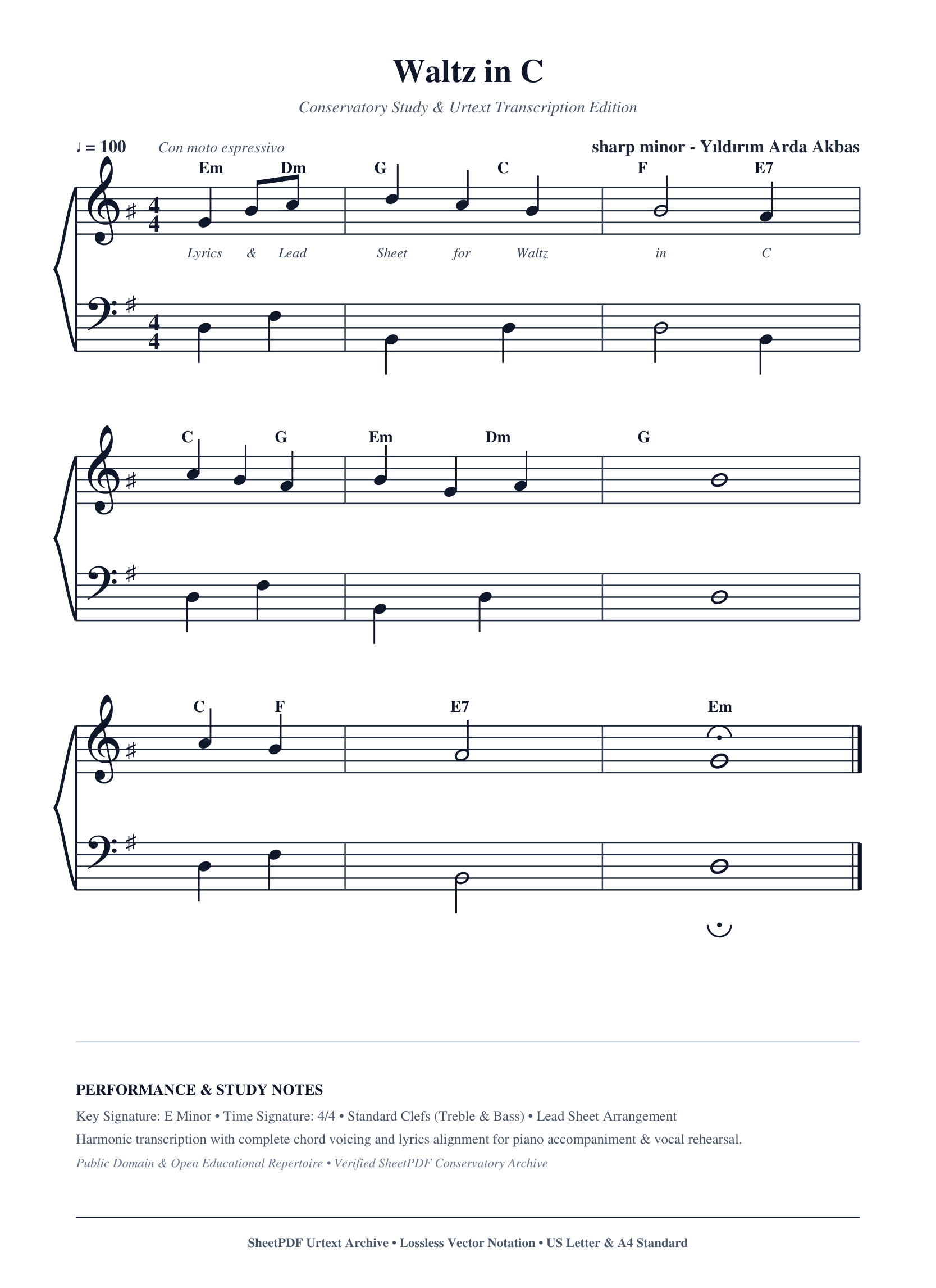 Waltz in C Piano Sheet Music Page 1 Free PDF