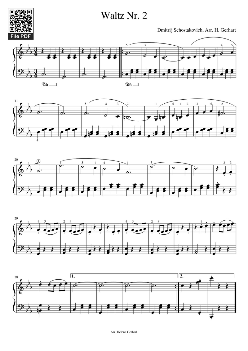 Waltz Piano Piano Sheet Music Score Page 1