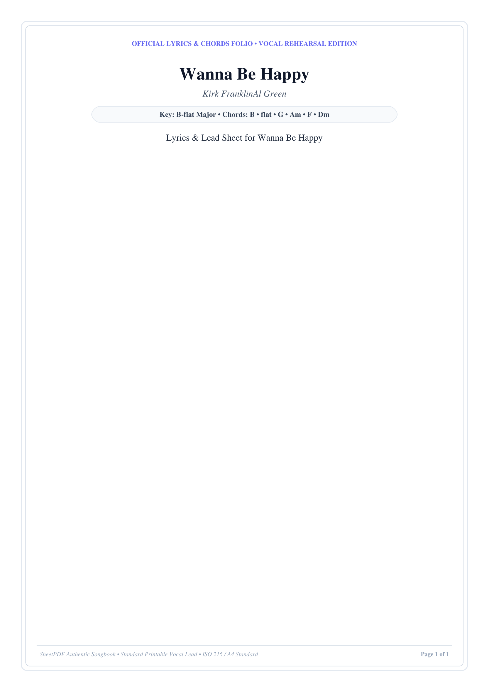 Wanna Be Happy Piano Sheet Music Page 1 Free PDF