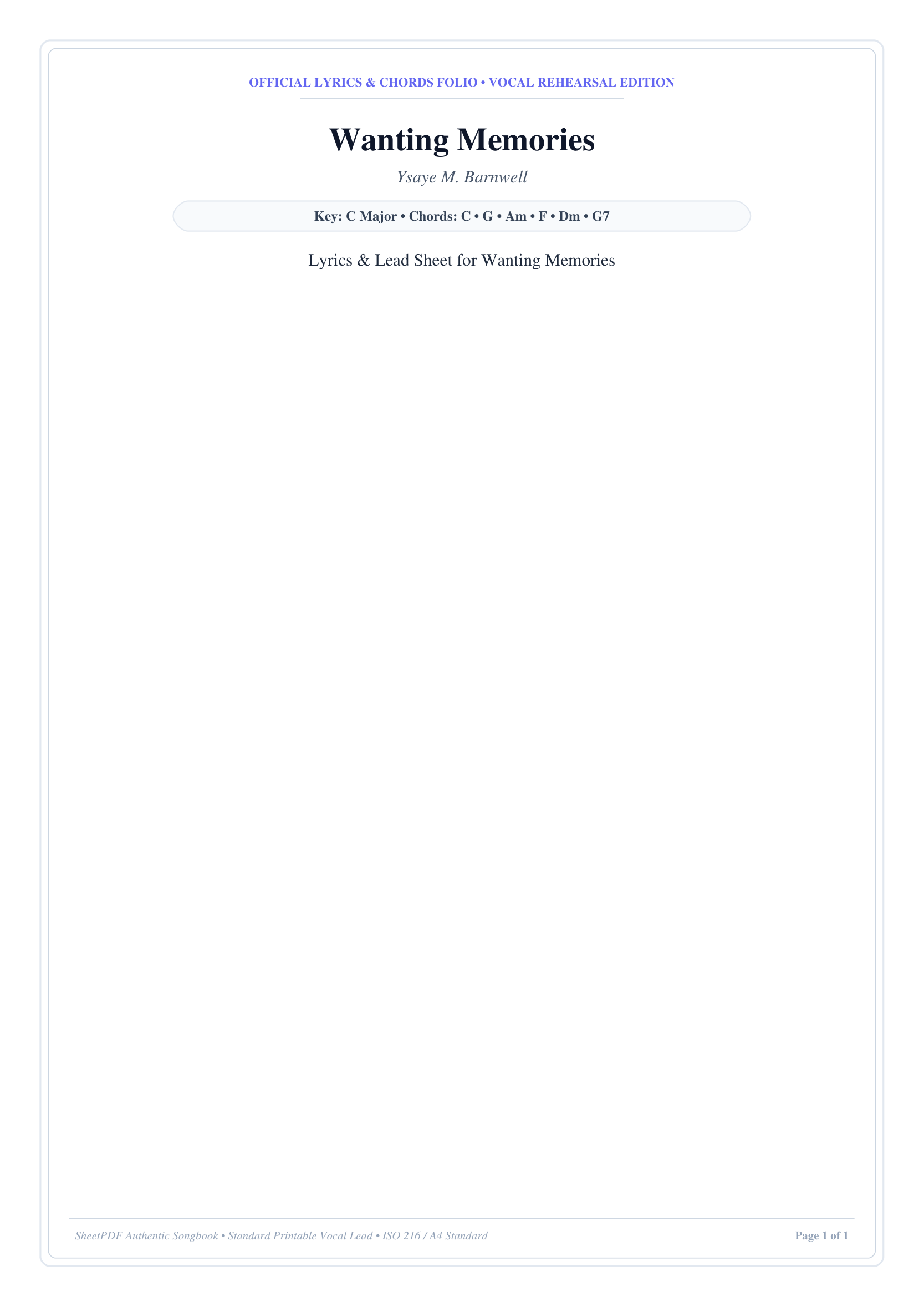 Wanting Memories Piano Sheet Music Page 1 Free PDF