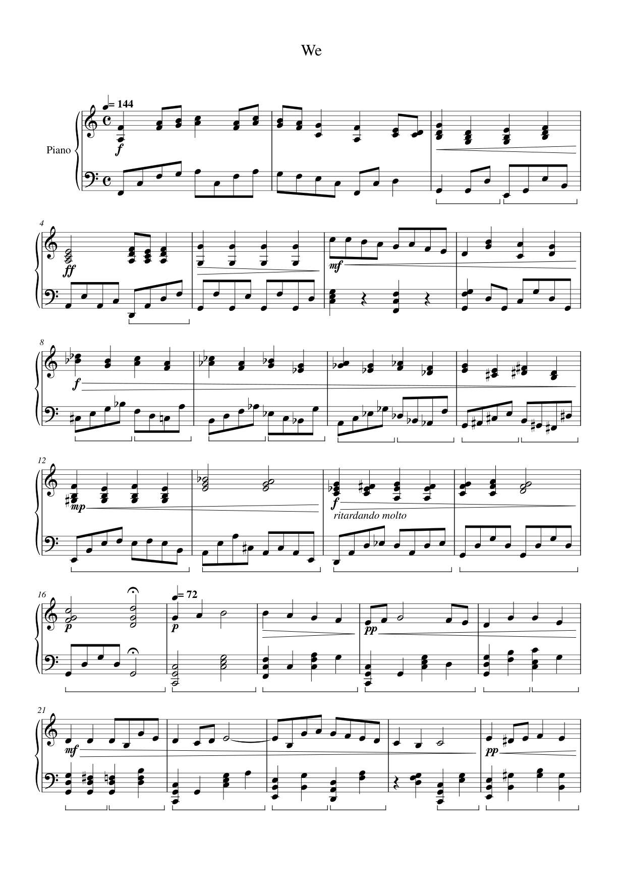 We Piano Sheet Music Page 1 Free PDF