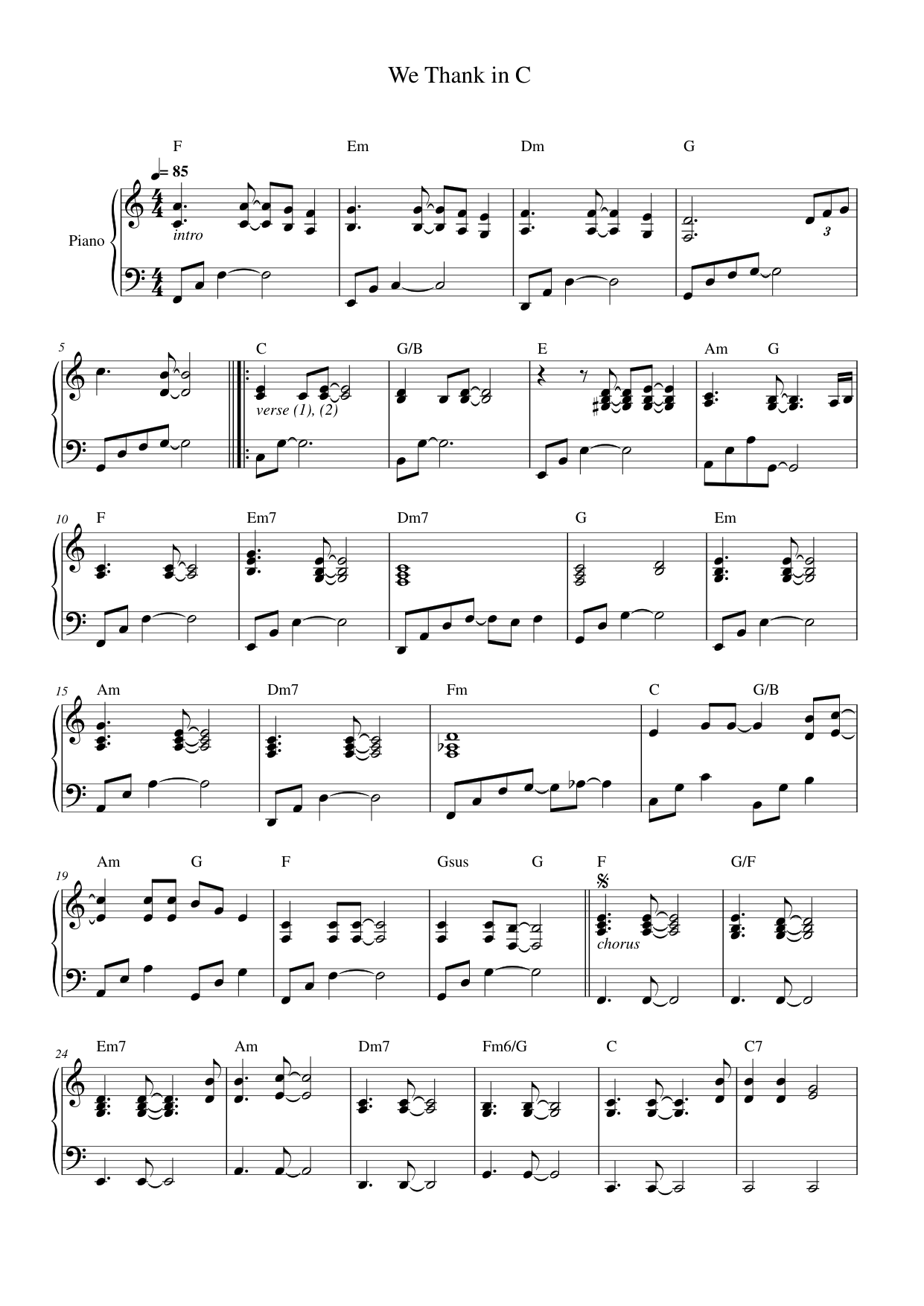 We Thank in C Lyrics & Chords Folio