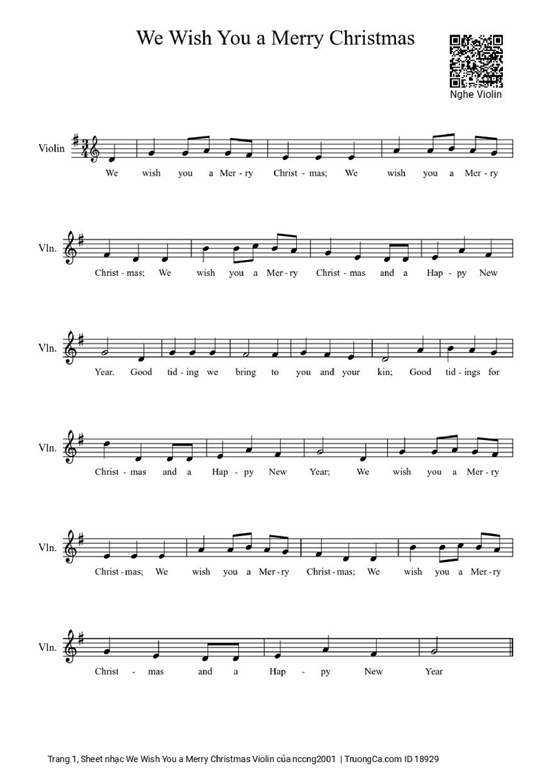 We Wish You a Merry Christmas Piano Sheet Music Page 1 Free PDF