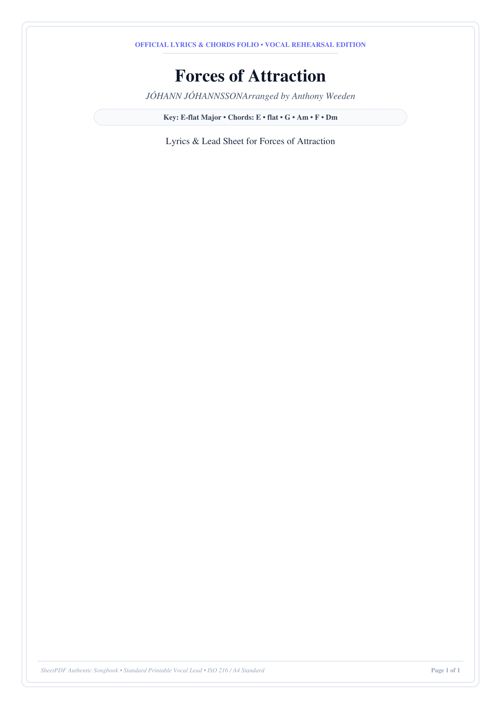 Forces of Attraction Piano Sheet Music Page 1 Free PDF