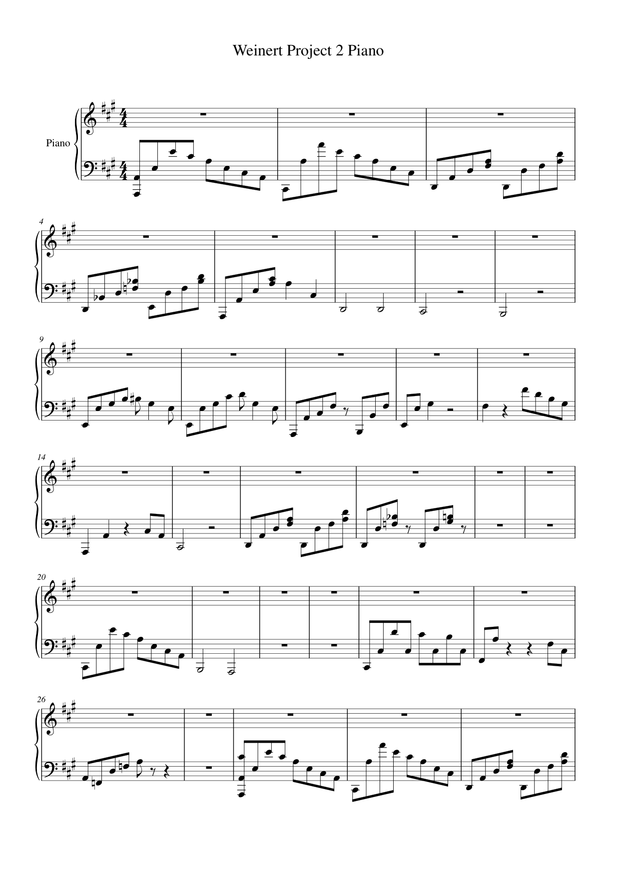 Weinert Project 2 Piano Piano Sheet Music Page 1 Free PDF