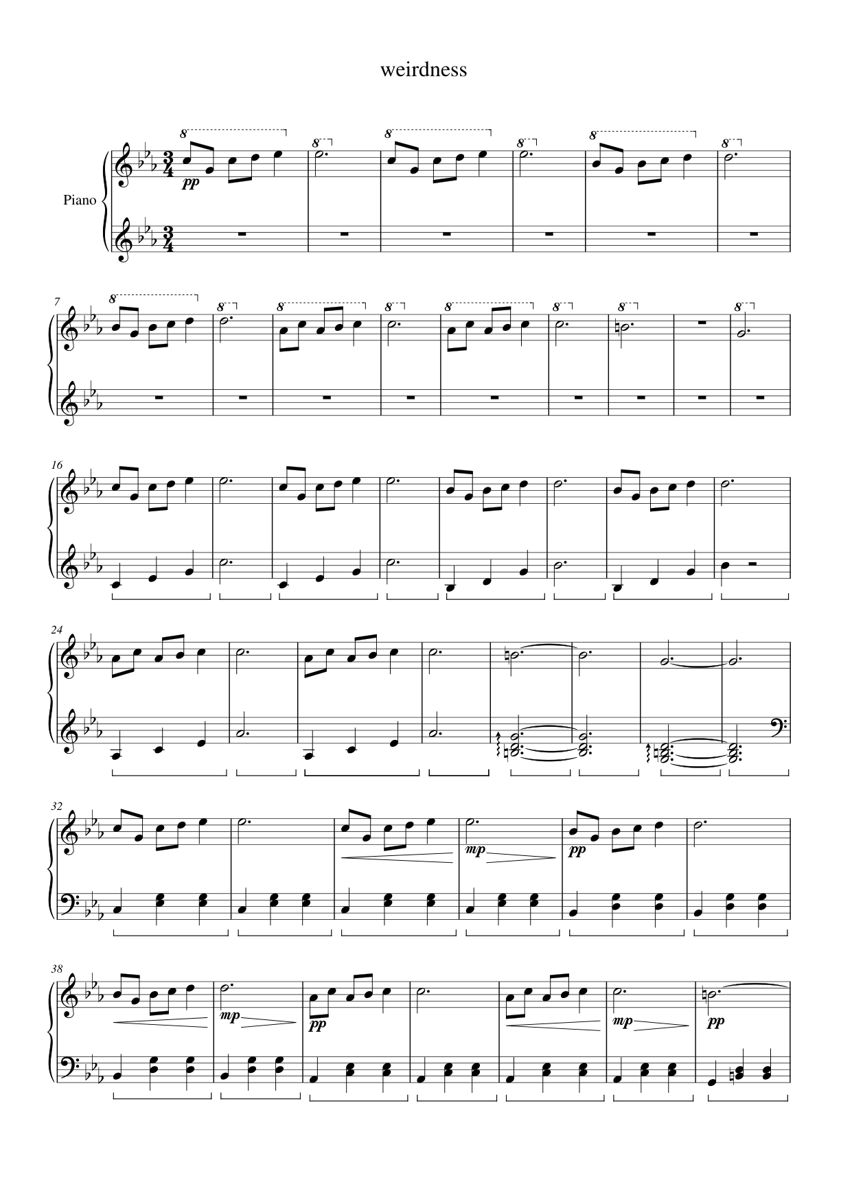 weirdness Piano Sheet Music Page 1 Free PDF
