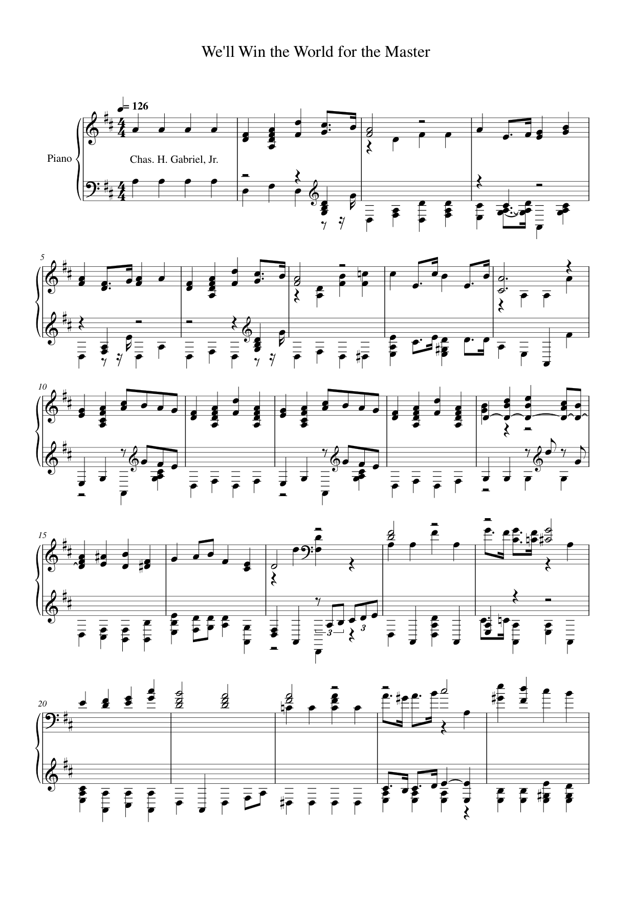 We'll Win the World for the Master Piano Sheet Music Page 1 Free PDF