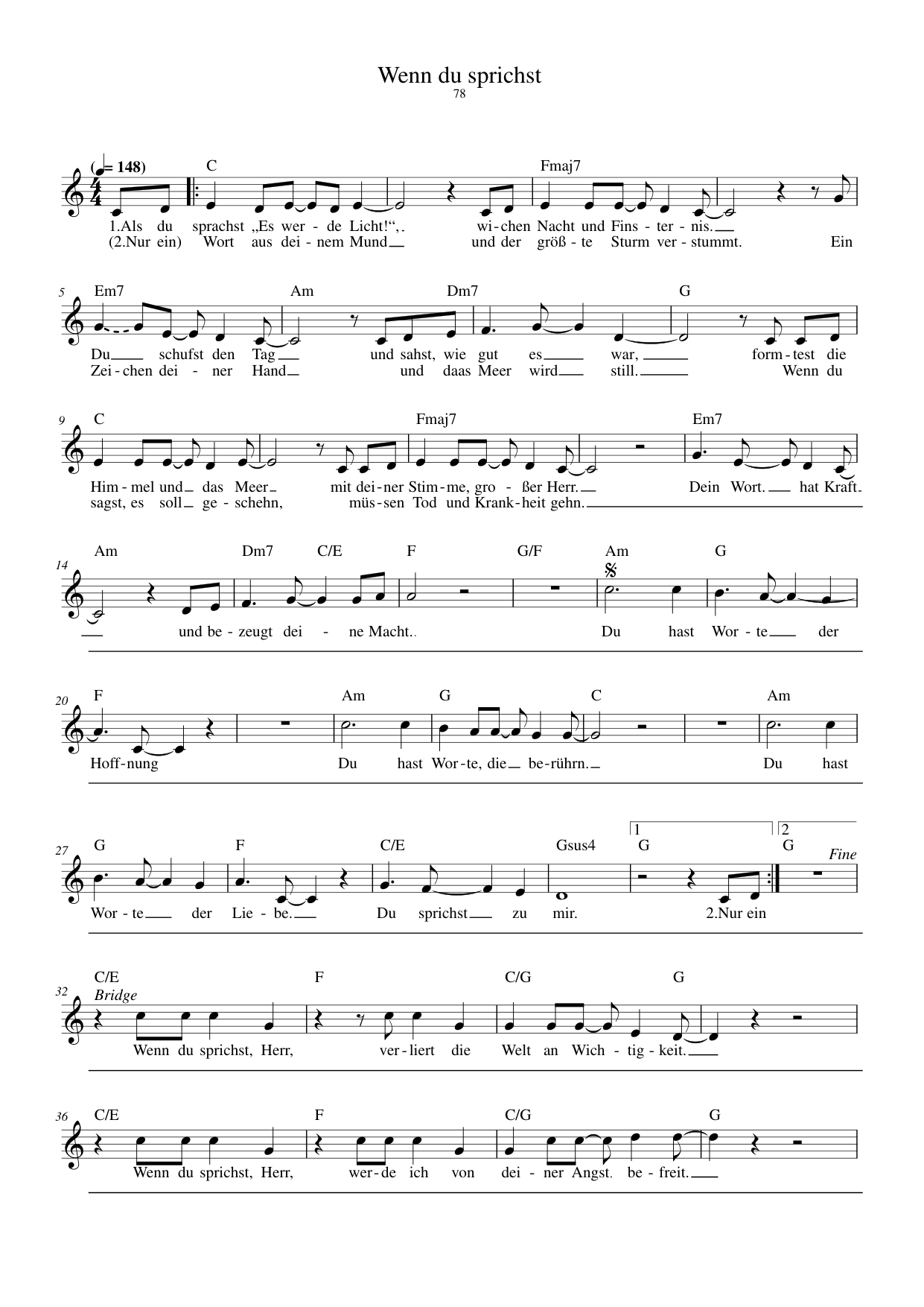 Wenn du sprichst Lyrics & Chords Folio