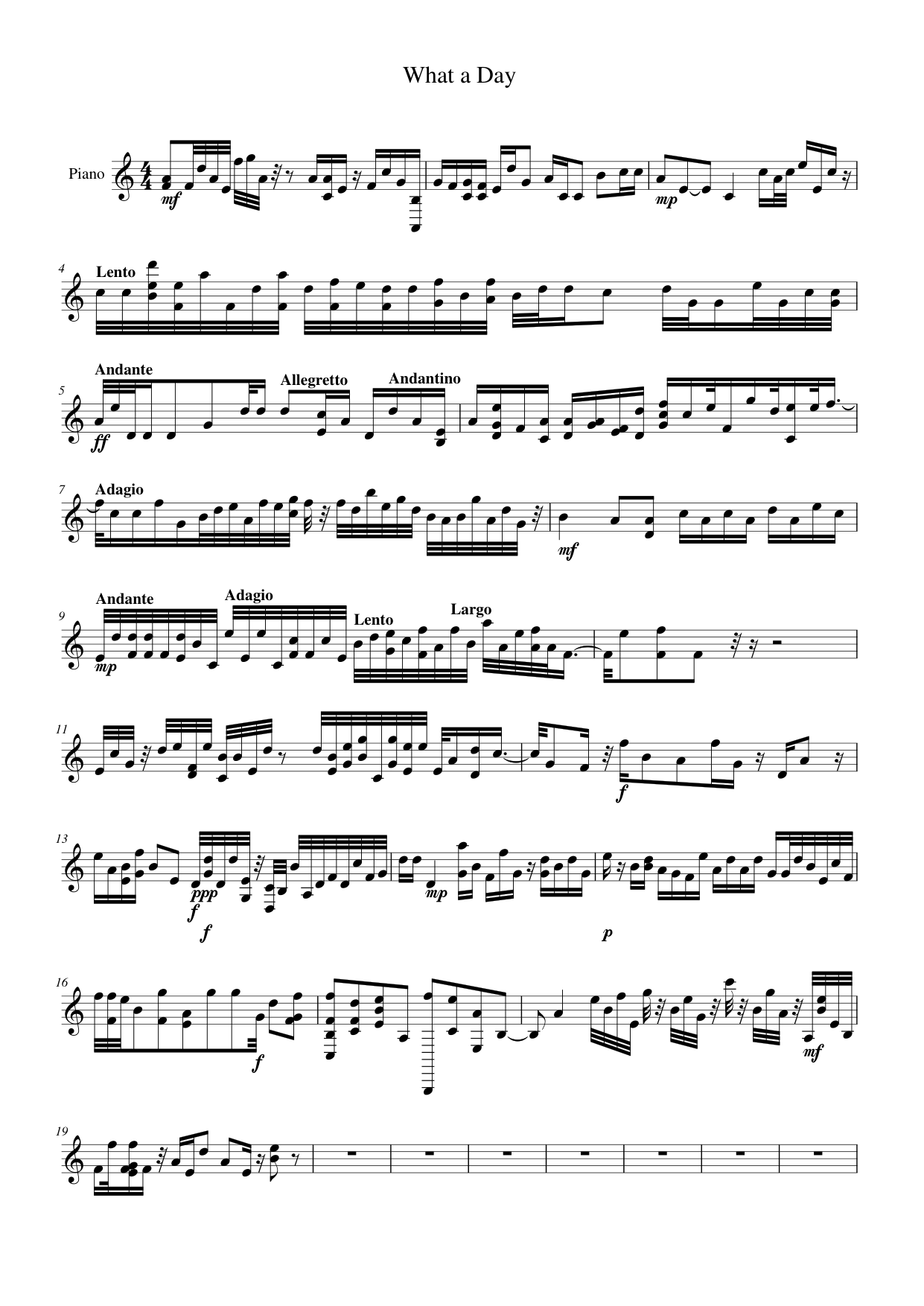 What a Day Piano Sheet Music Page 1 Free PDF