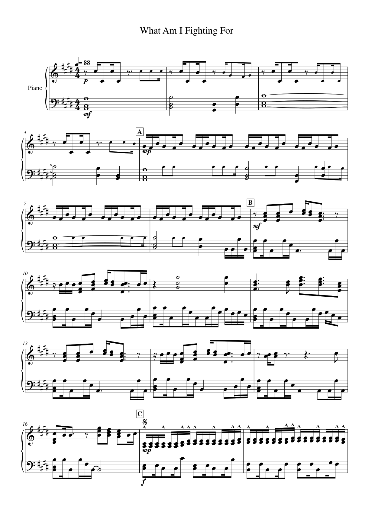 What Am I Fighting For Piano Sheet Music Page 1 Free PDF