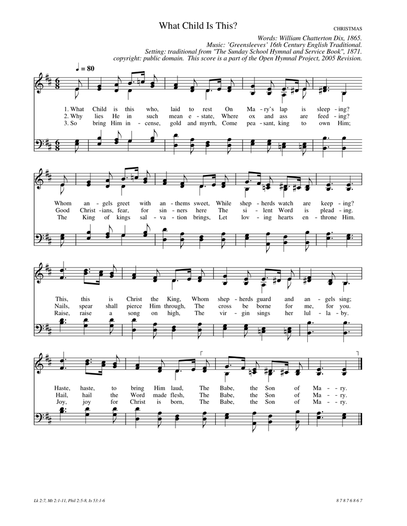 What Child Is This? Piano Sheet Music Page 1 Free PDF