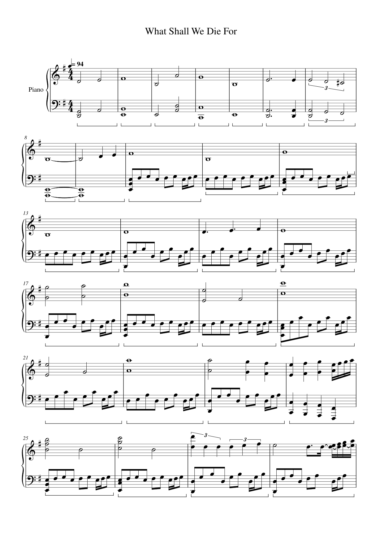 What Shall We Die For Piano Sheet Music Page 1 Free PDF