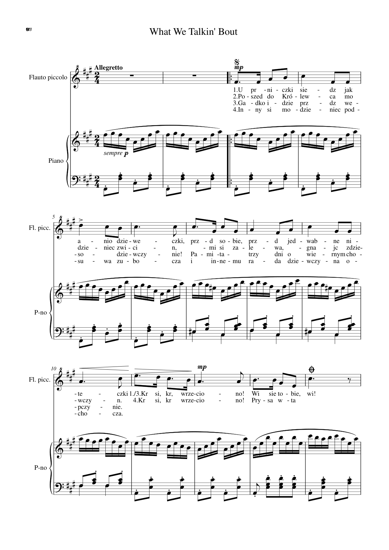 What We Talkin' Bout Piano Sheet Music Page 1 Free PDF