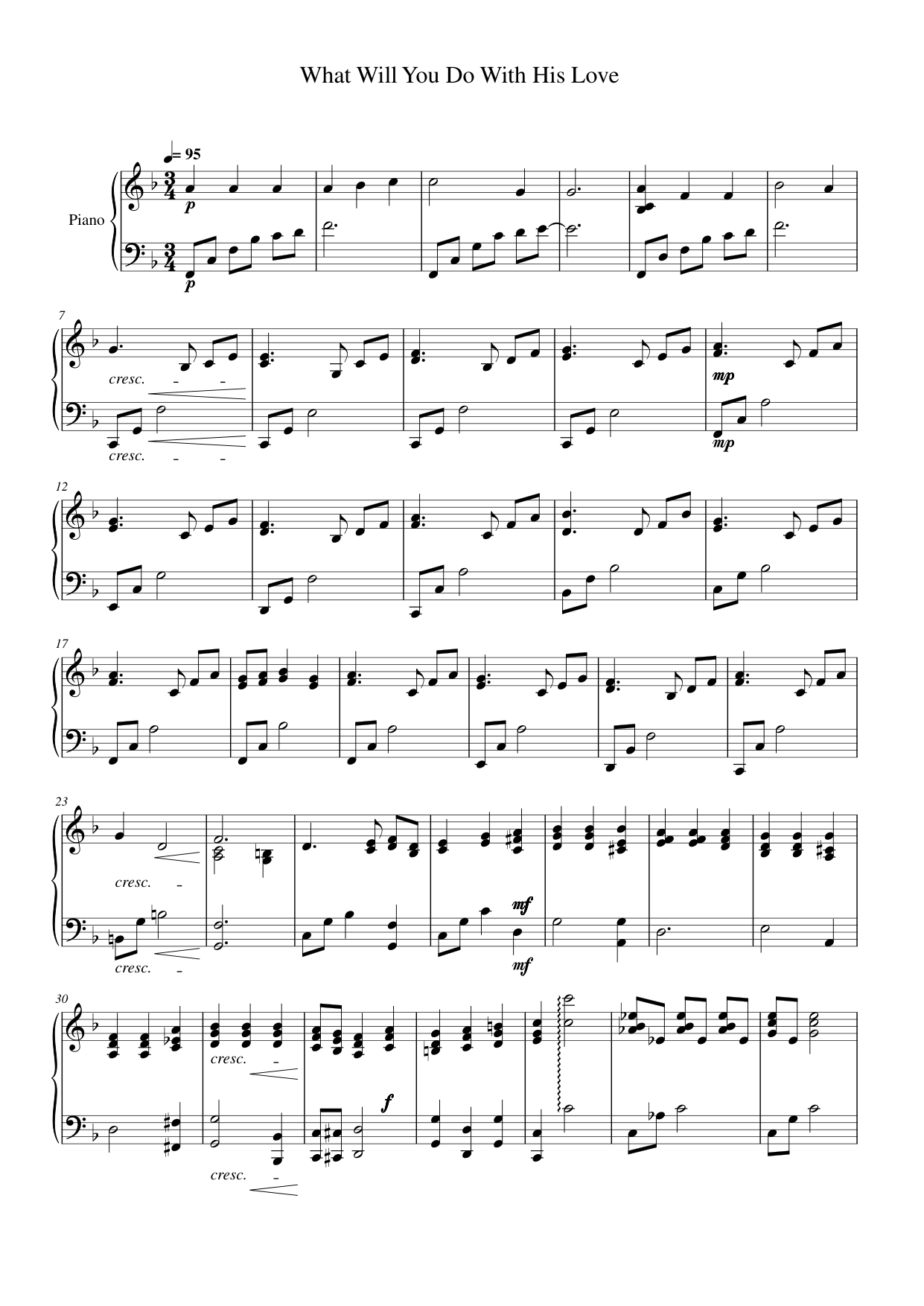 What Will You Do With His Love Piano Sheet Music Page 1 Free PDF