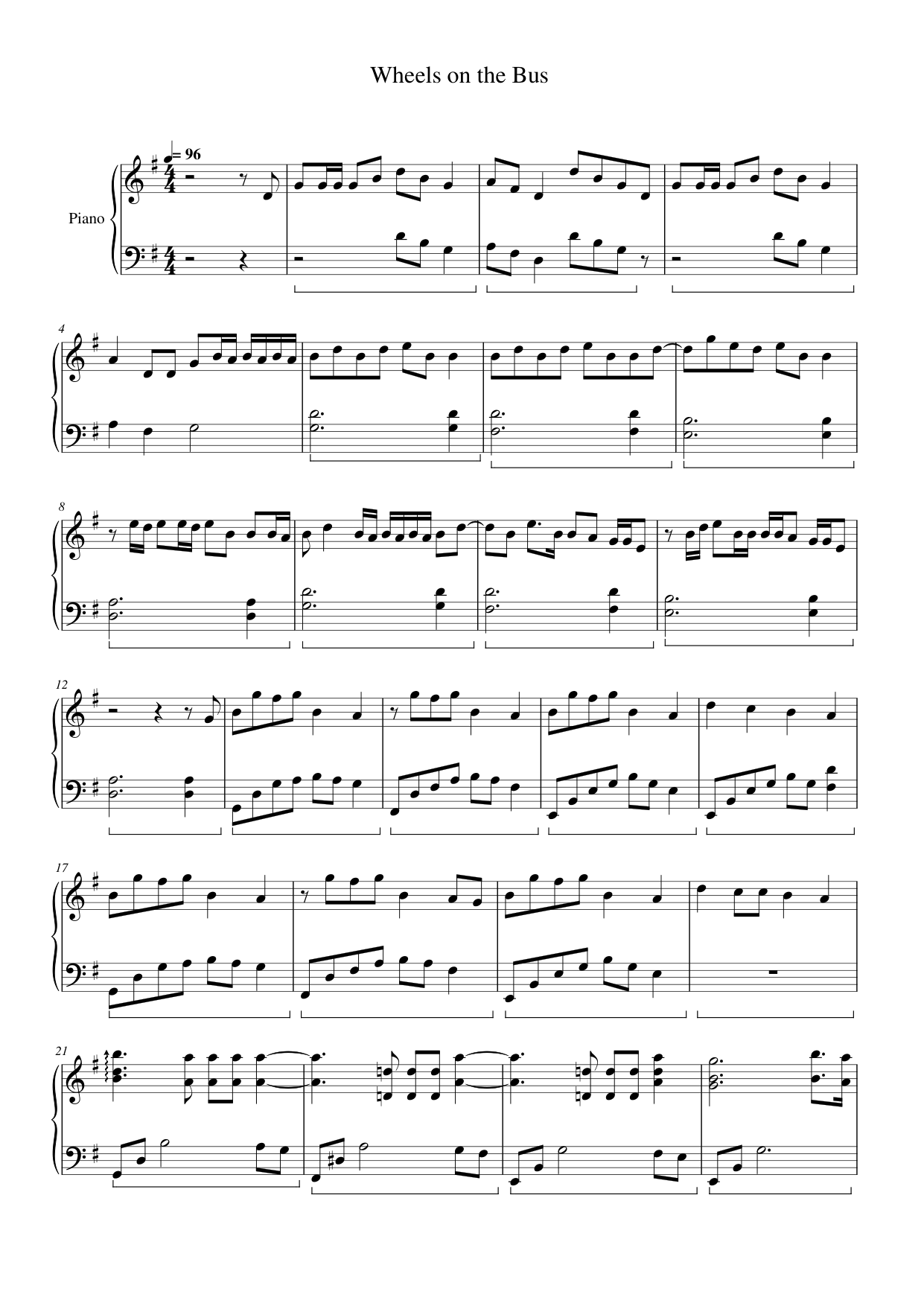Wheels on the Bus Lyrics & Chords Folio