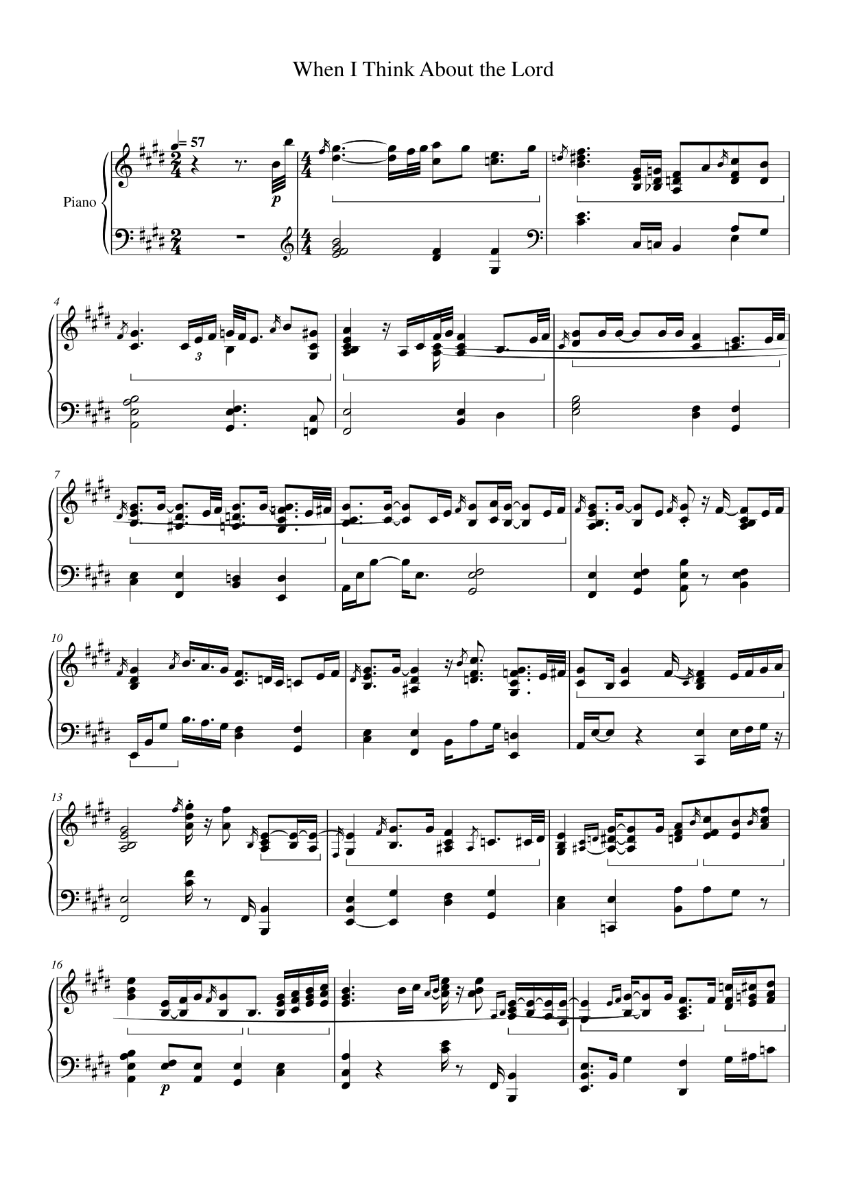 When I Think About the Lord Piano Sheet Music Page 1 Free PDF