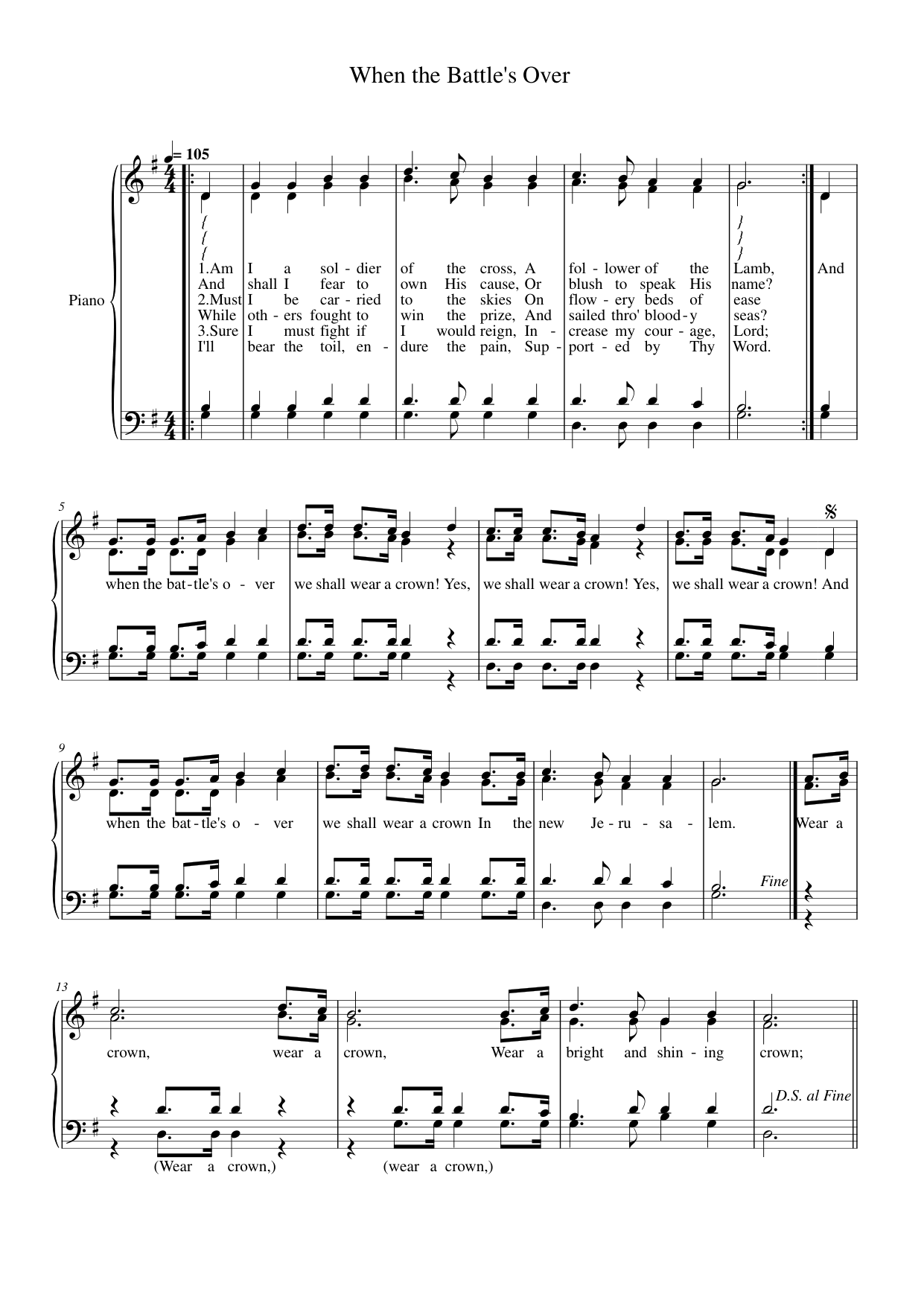 When the Battle's Over Lyrics & Chords Folio