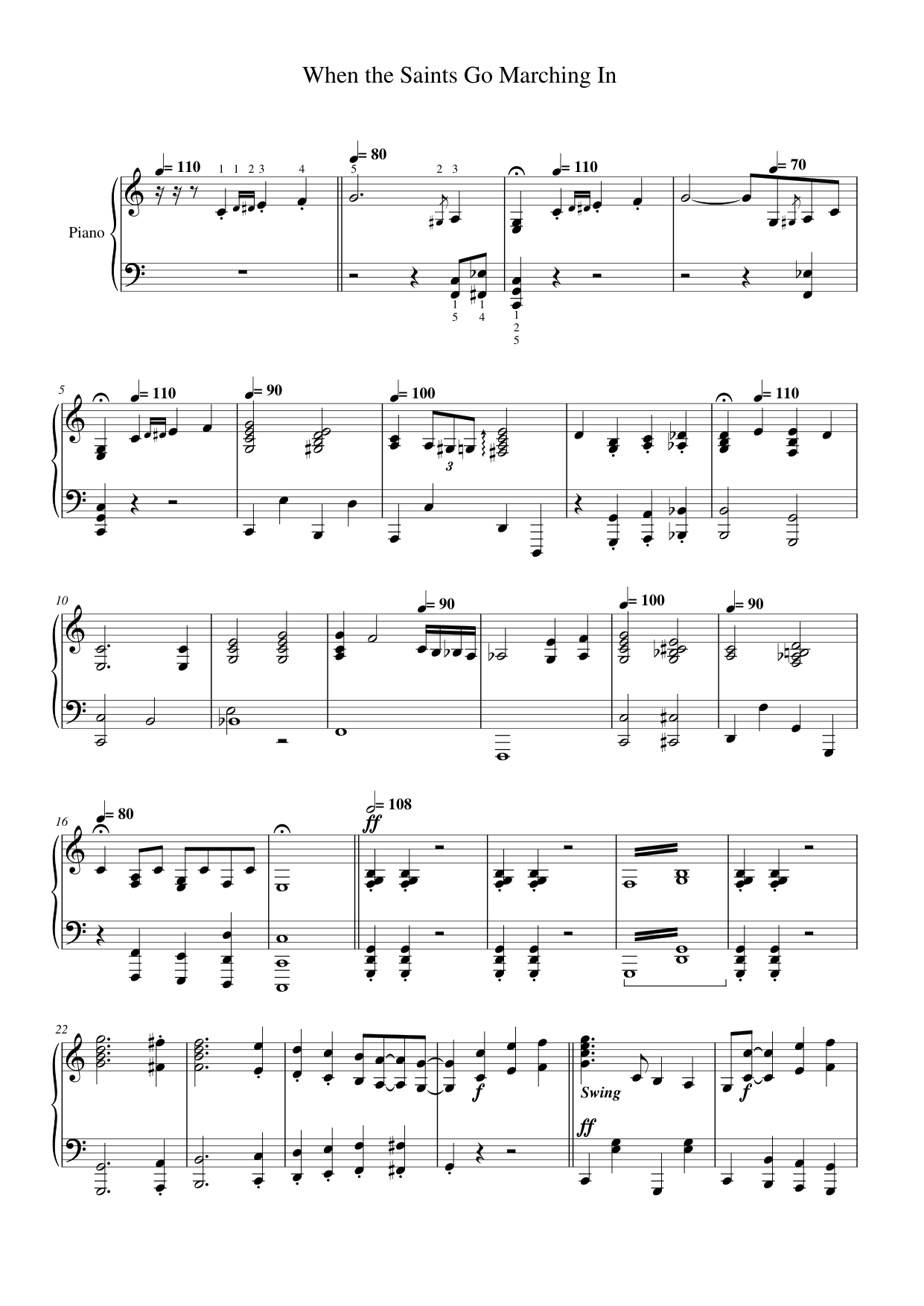When the Saints Go Marching In Piano Sheet Music Page 1 Free PDF