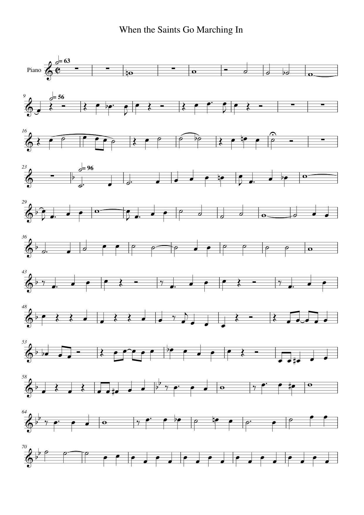 When the Saints Go Marching In Piano Sheet Music Page 1 Free PDF