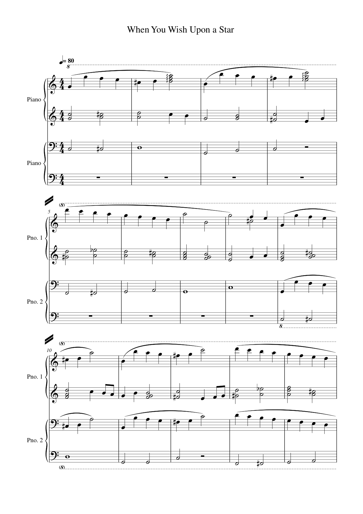 When You Wish Upon a Star Piano Sheet Music Page 1 Free PDF