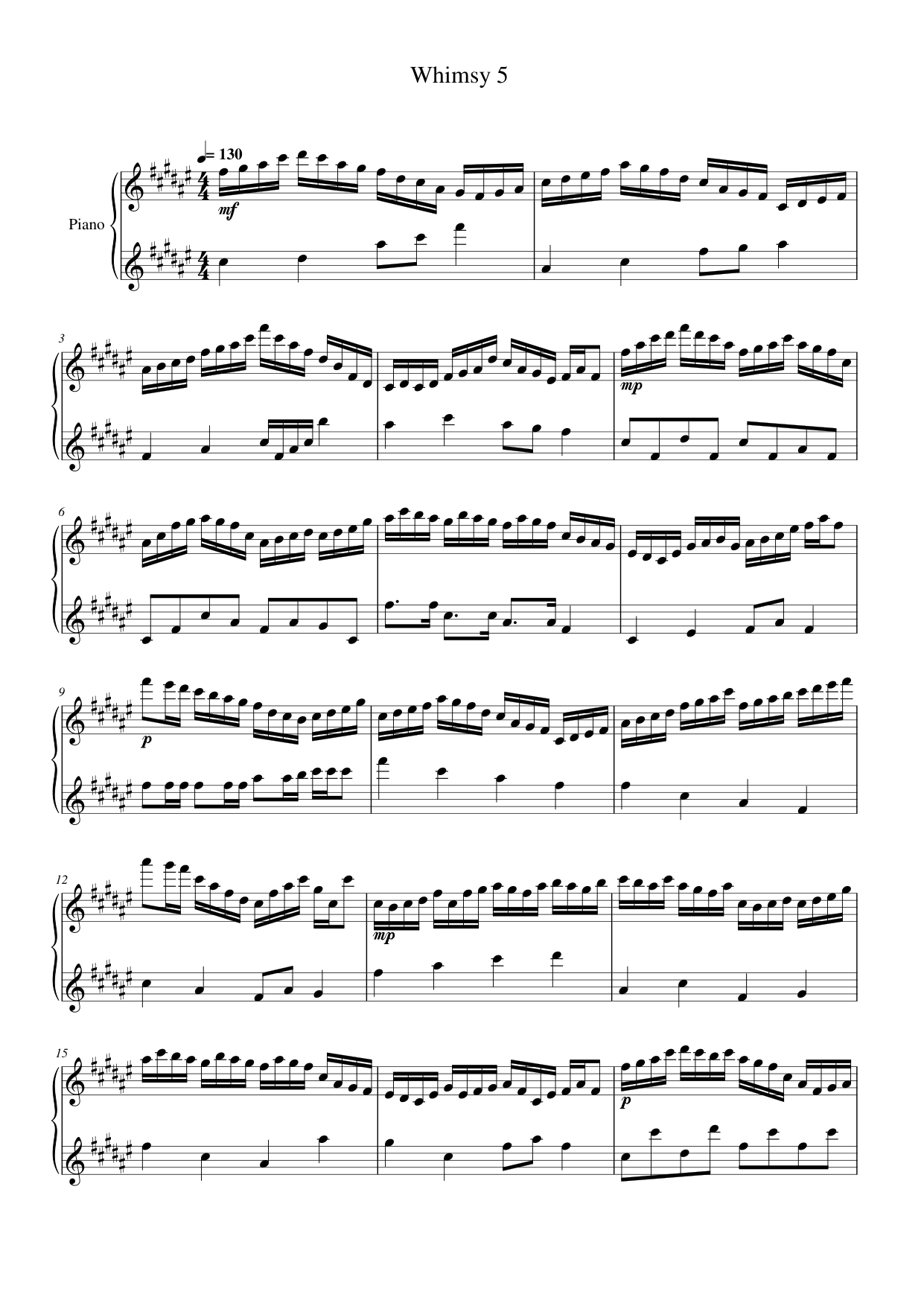 Whimsy 5 Piano Sheet Music Page 1 Free PDF