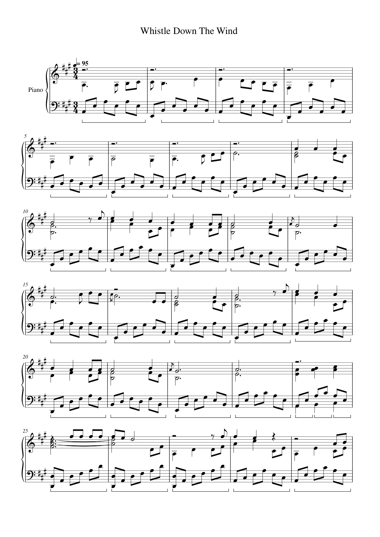 Whistle Down The Wind Piano Sheet Music Page 1 Free PDF