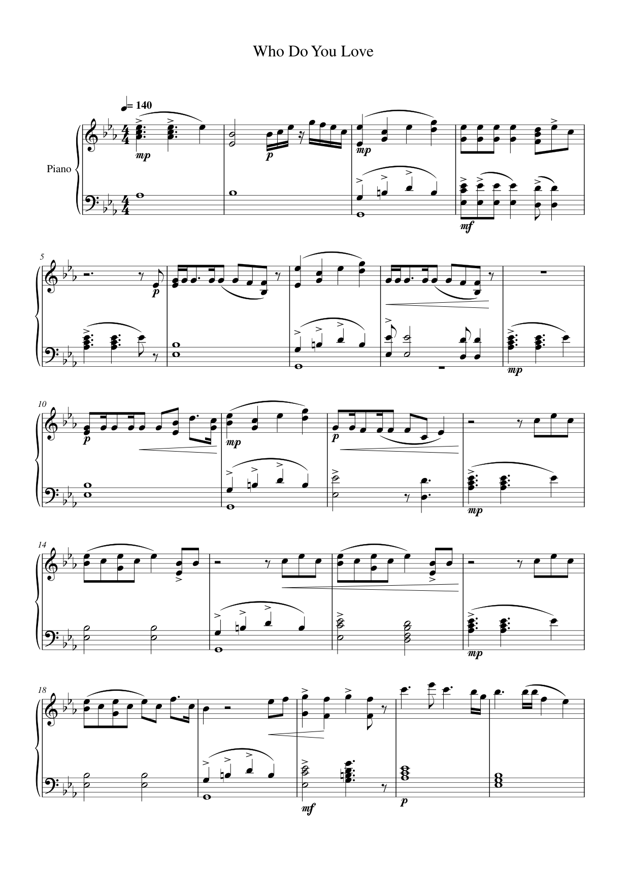 Who Do You Love Piano Sheet Music Page 1 Free PDF