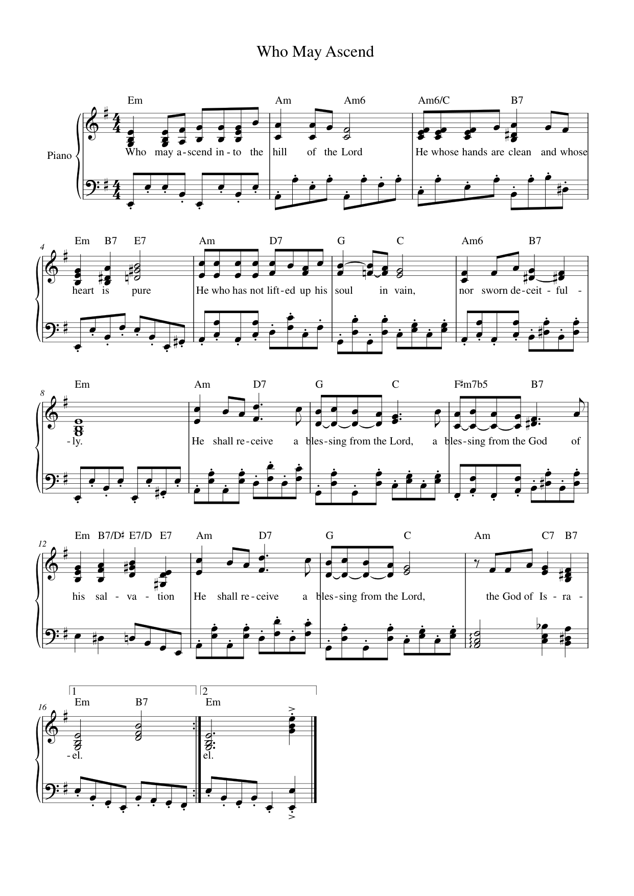Who May Ascend Piano Sheet Music Page 1 Free PDF