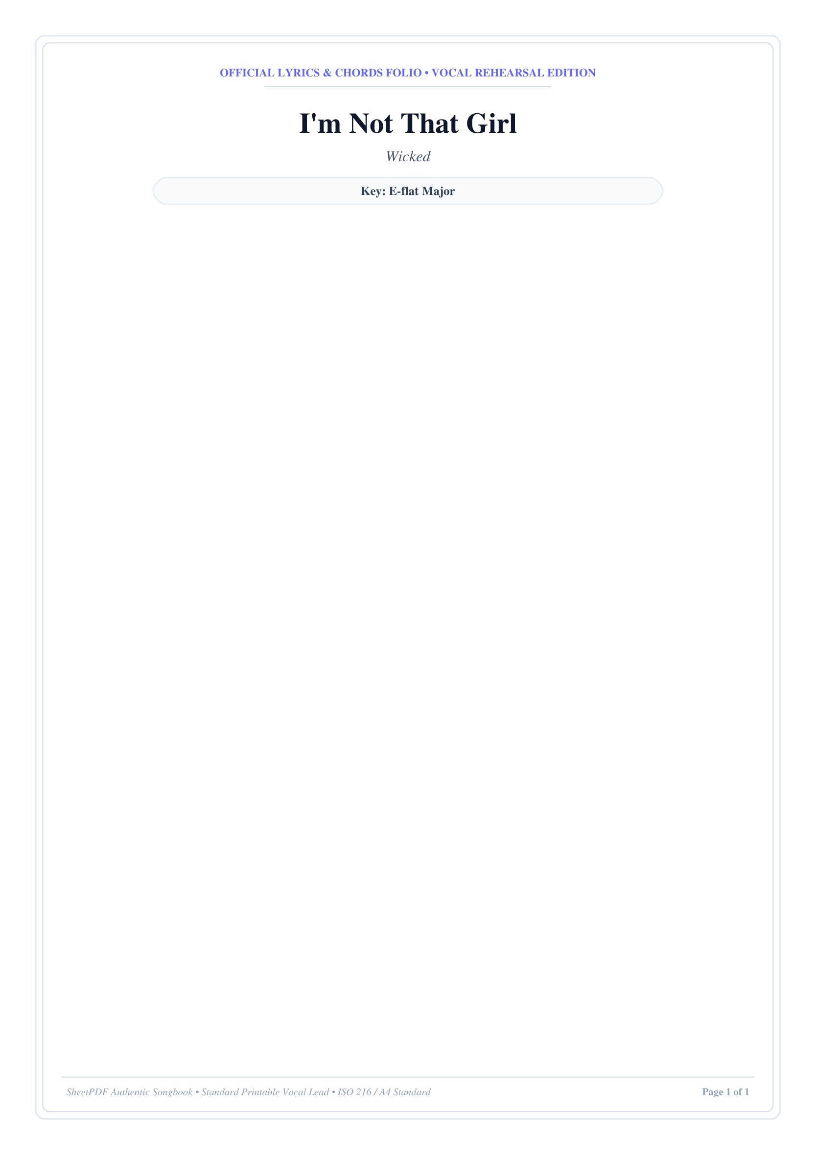I'm Not That Girl Piano Sheet Music Page 1 Free PDF