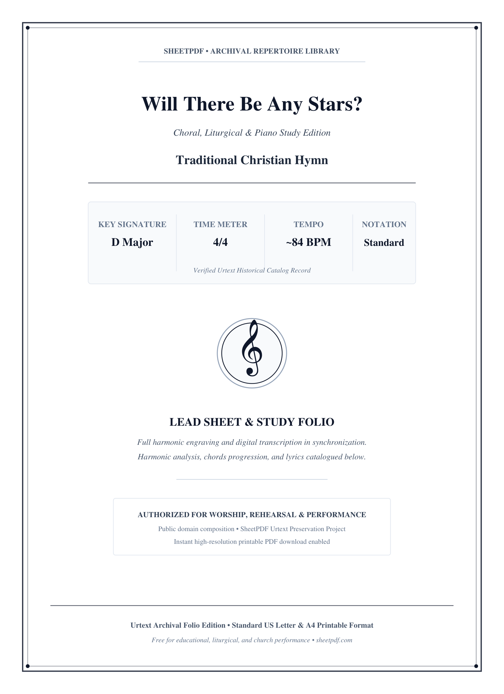Will There Be Any Stars? Piano Sheet Music Page 1 Free PDF