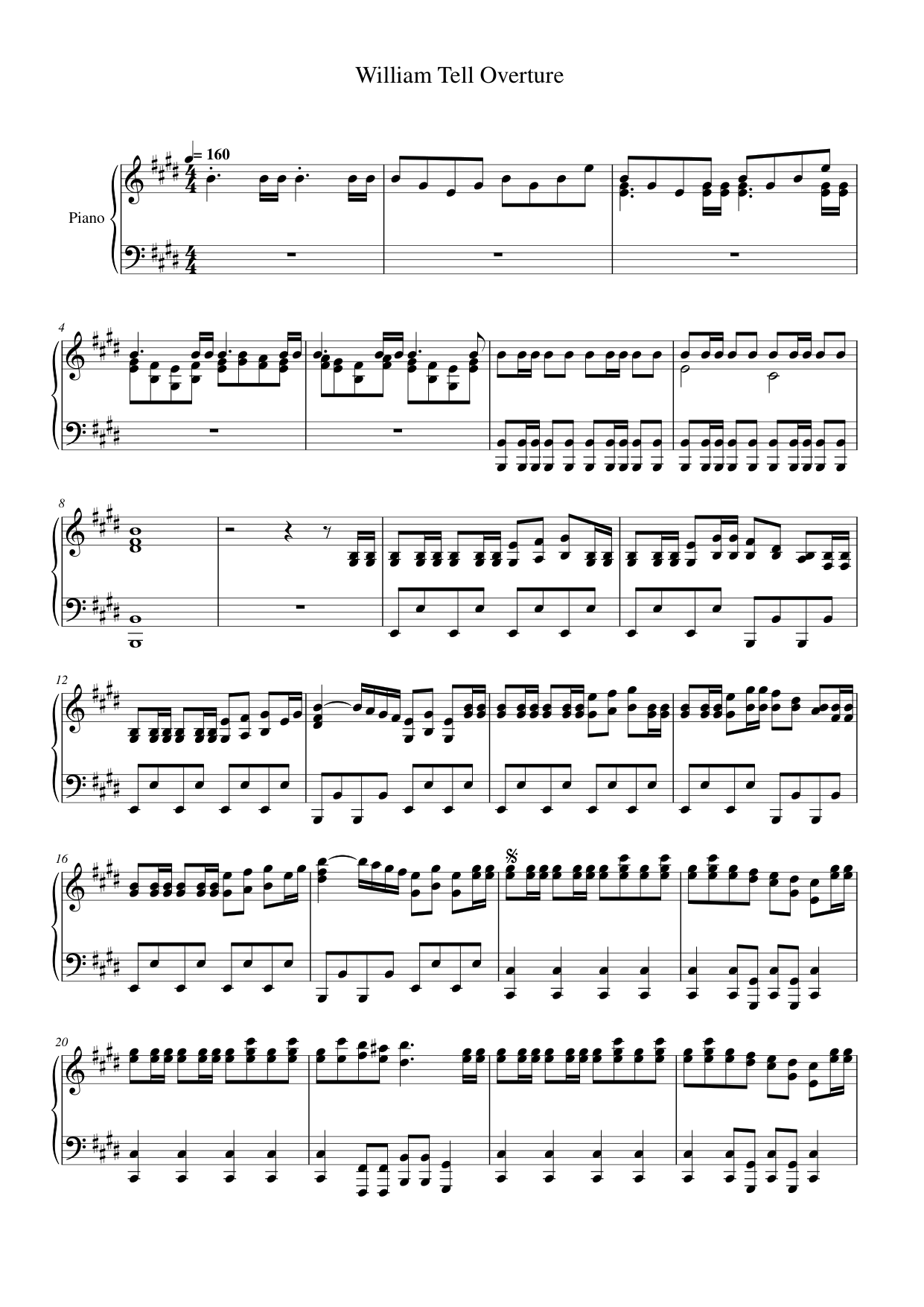 William Tell Overture Piano Sheet Music Page 1 Free PDF
