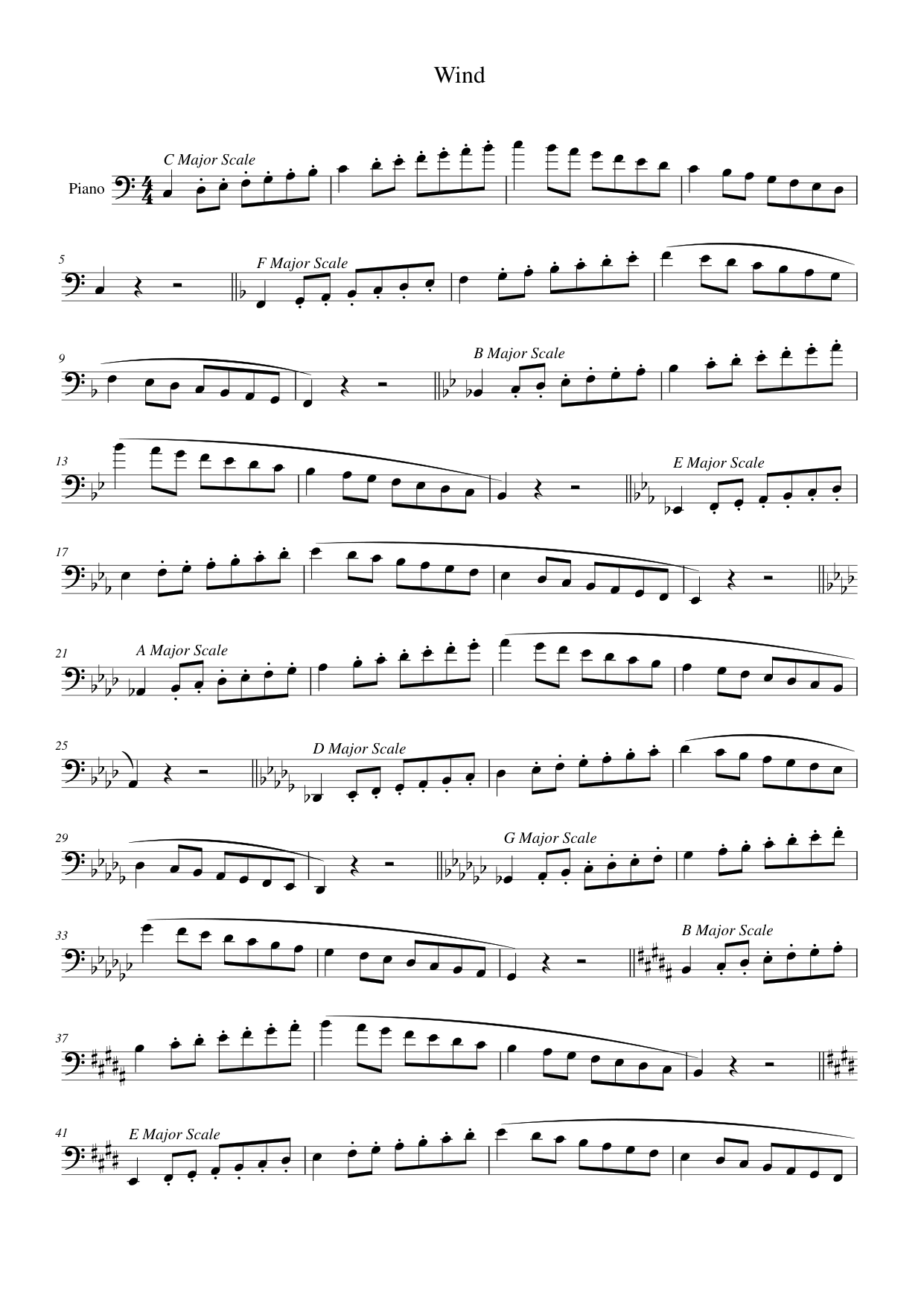 Wind Piano Sheet Music Score Page 1