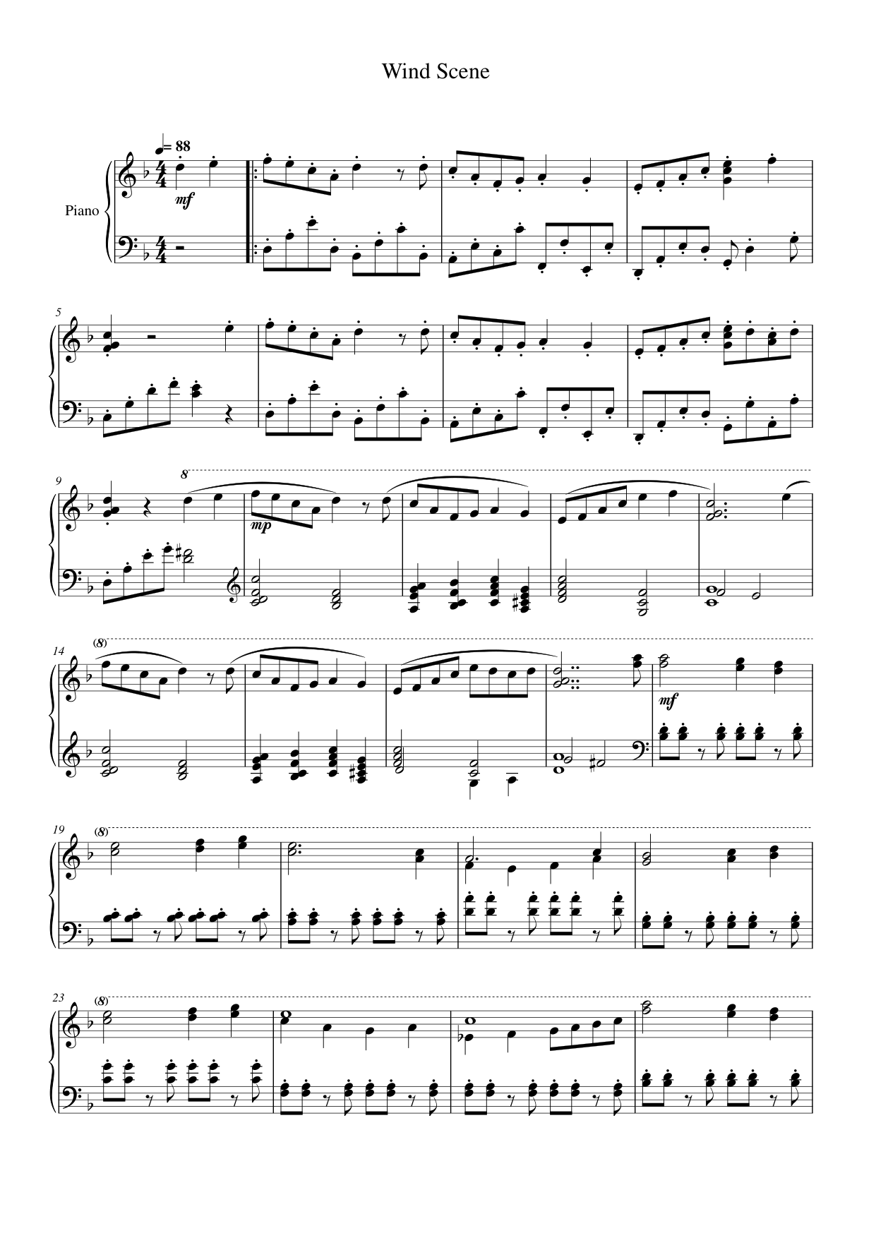 Wind Scene Piano Sheet Music Score Page 1