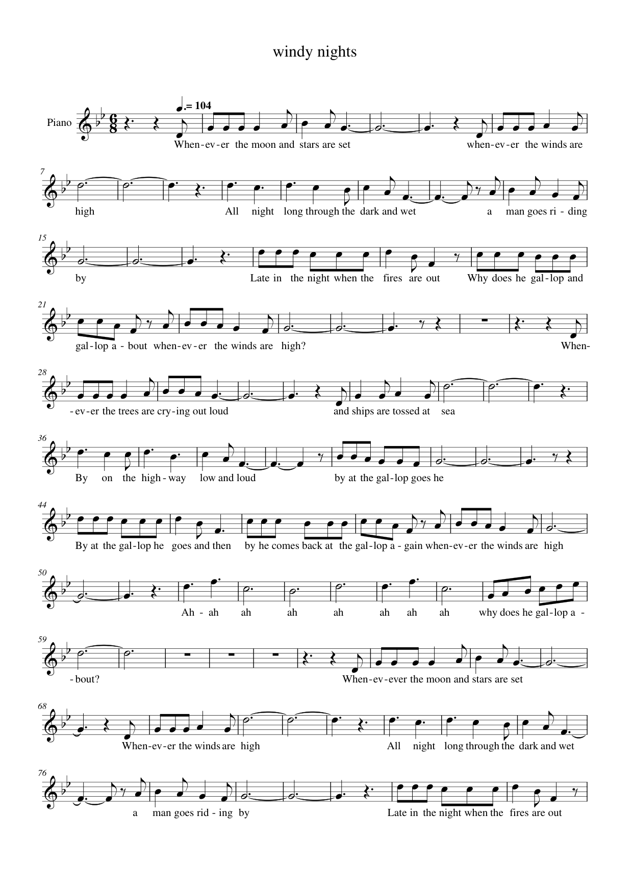 windy nights Lyrics & Chords Folio