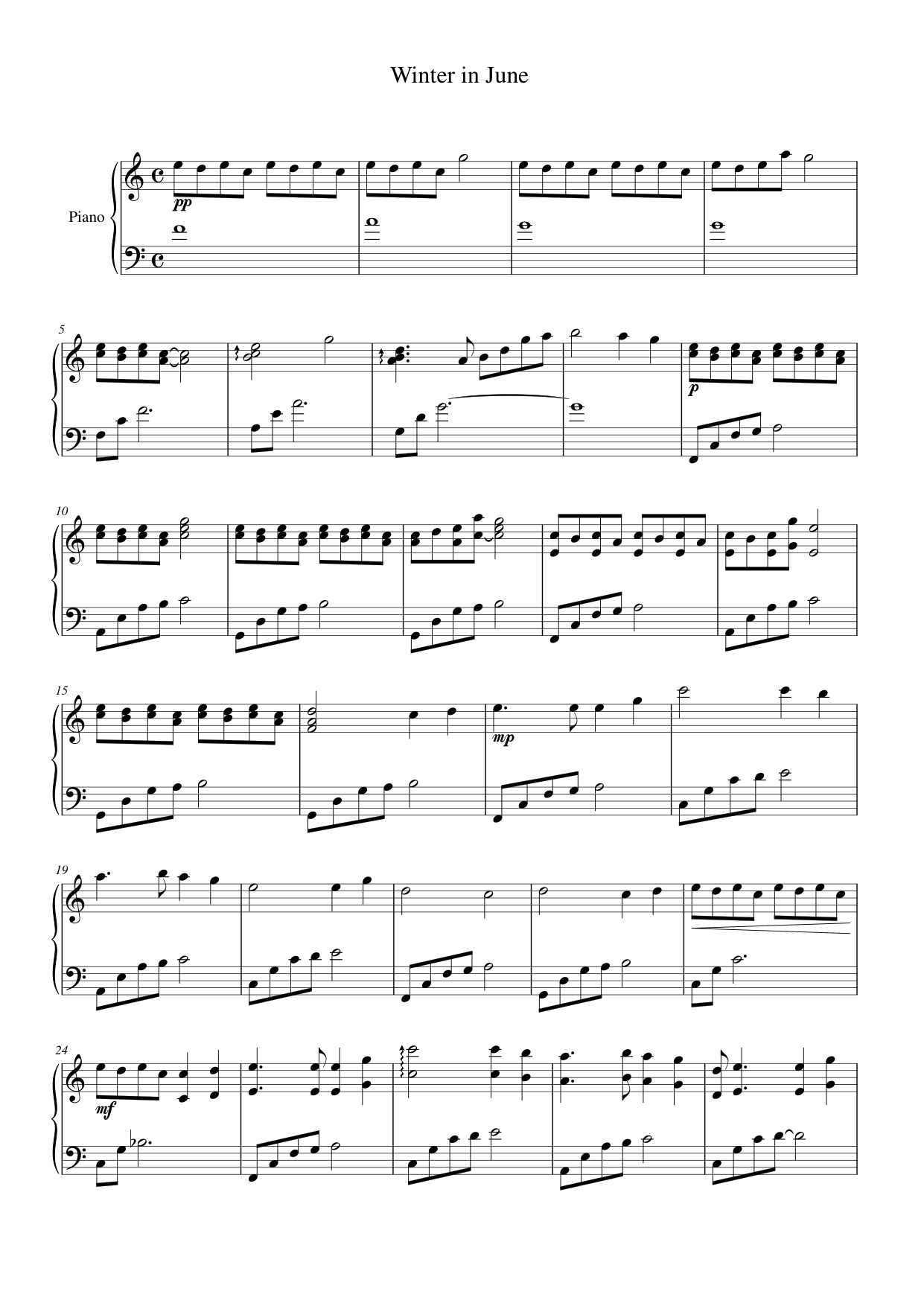 Winter in June Lyrics & Chords Folio