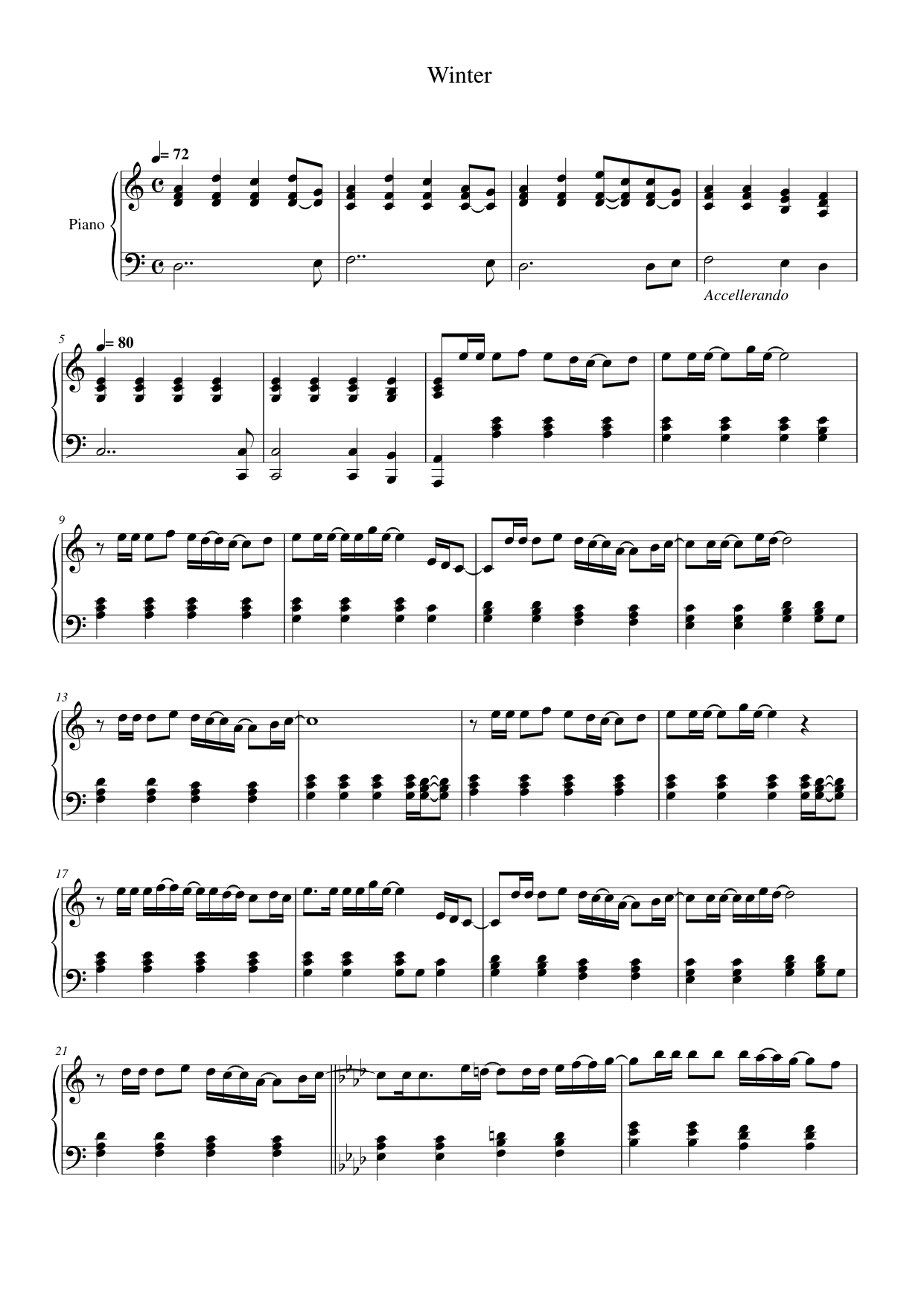 Winter Piano Sheet Music Page 1 Free PDF