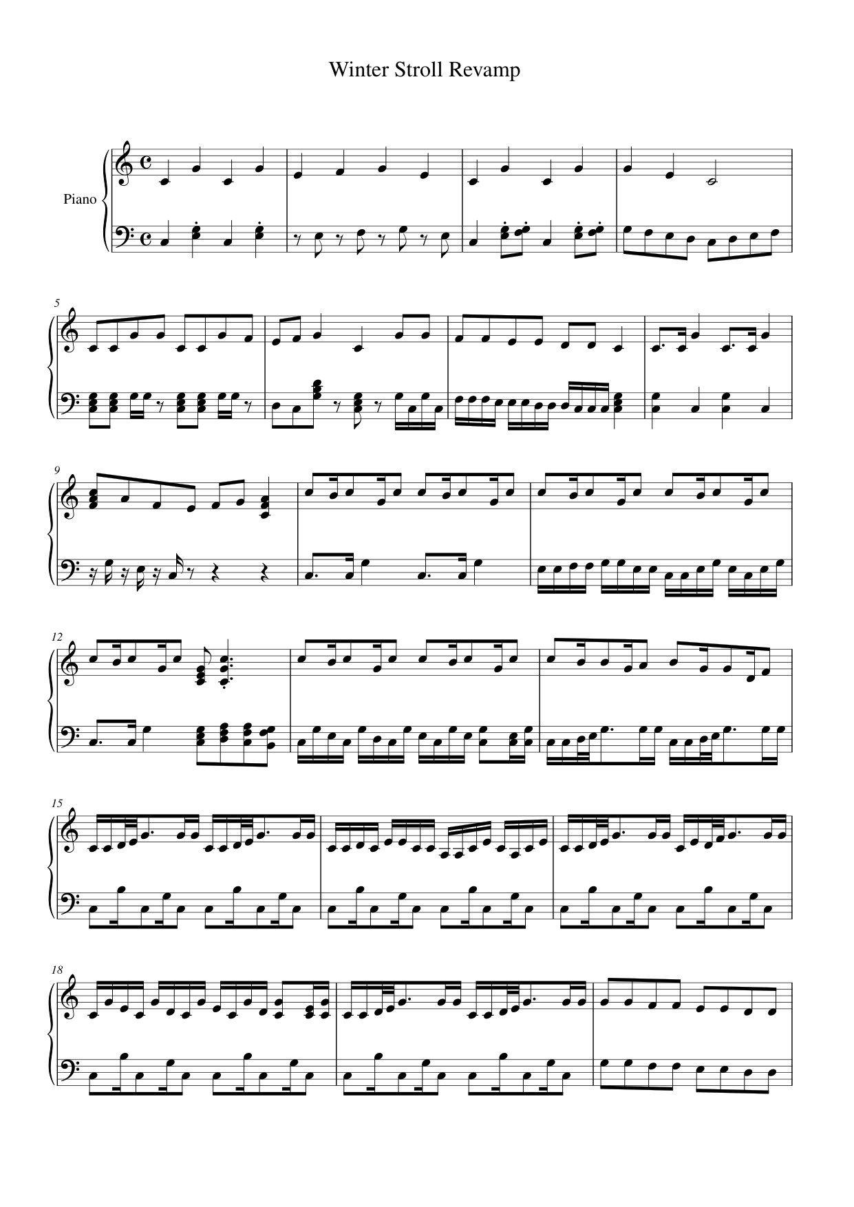 Winter Stroll Revamp Piano Sheet Music Score Page 1