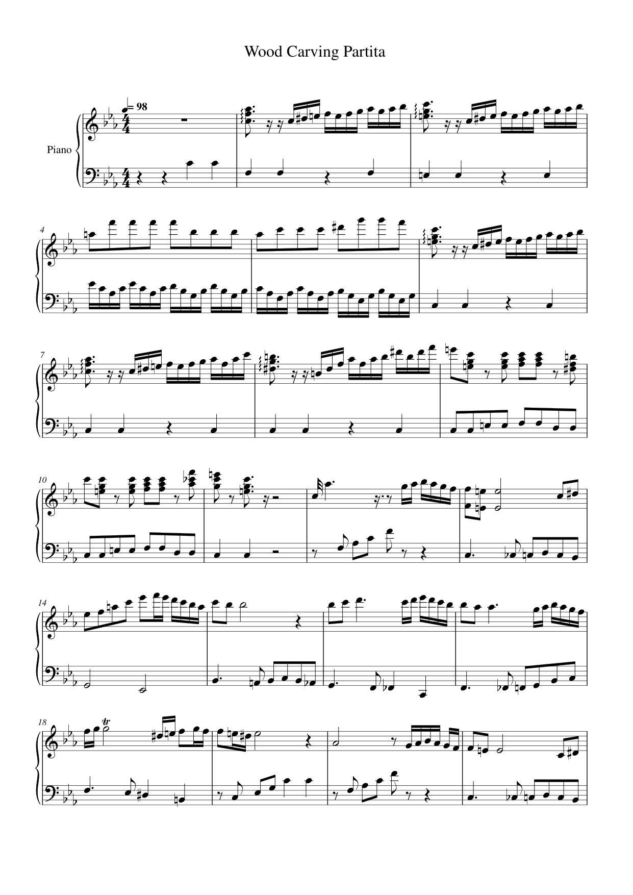 Wood Carving Partita Piano Sheet Music Page 1 Free PDF