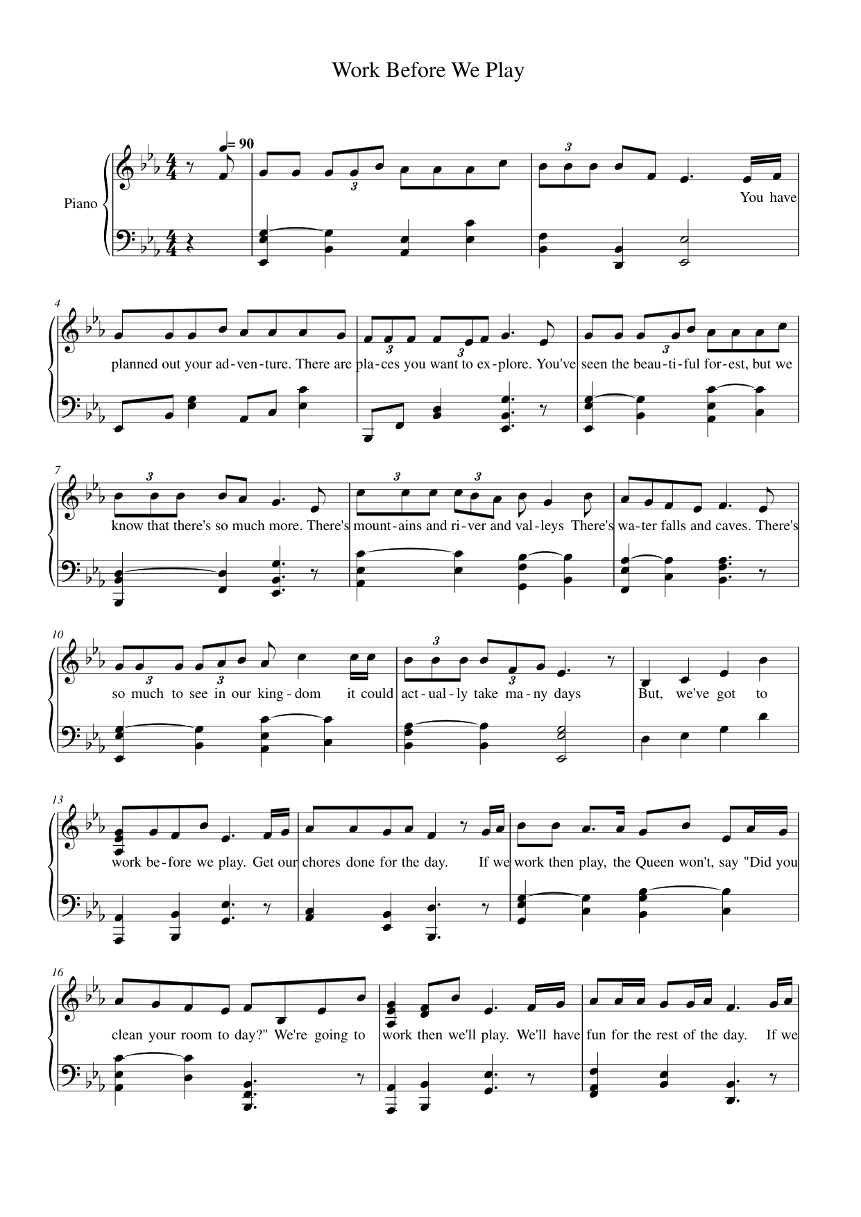 Work Before We Play Piano Sheet Music Page 1 Free PDF