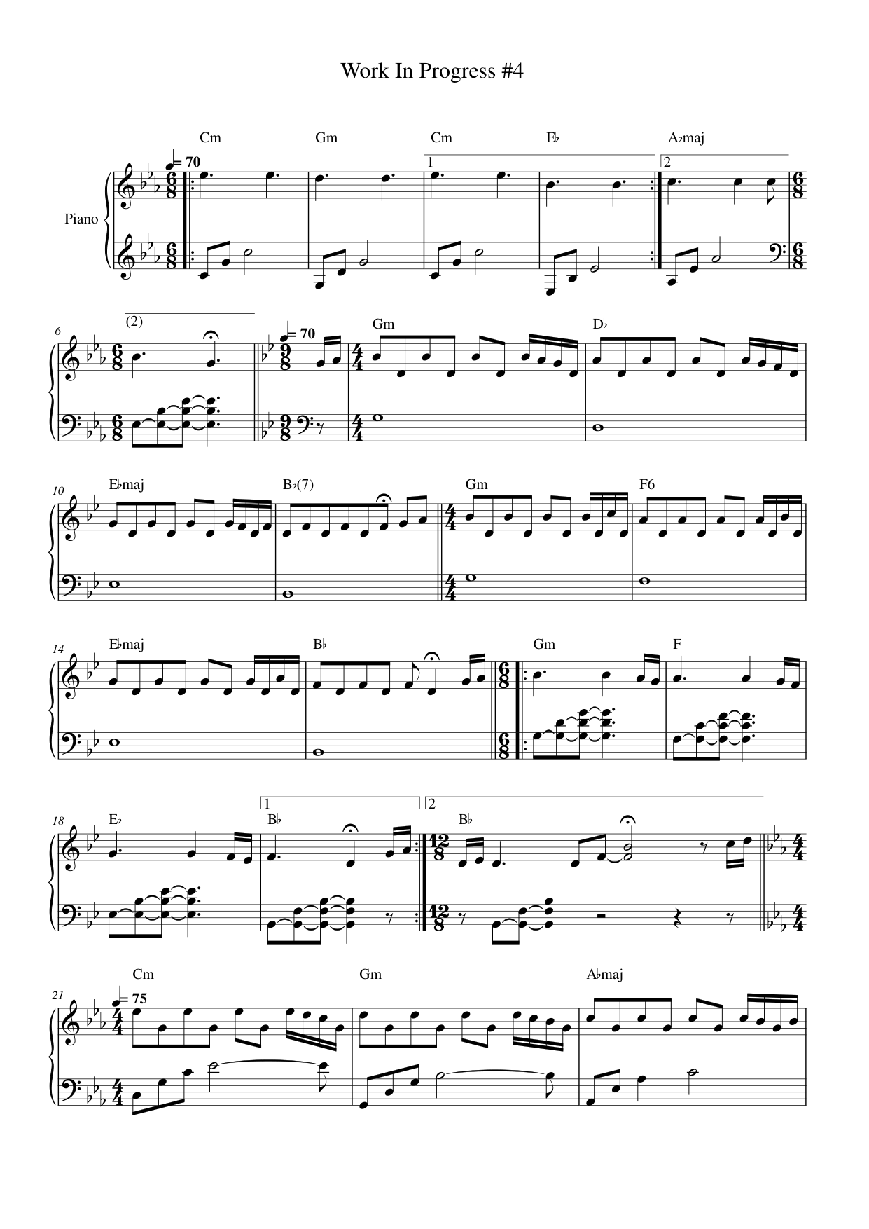 Work In Progress #4 Piano Sheet Music Page 1 Free PDF