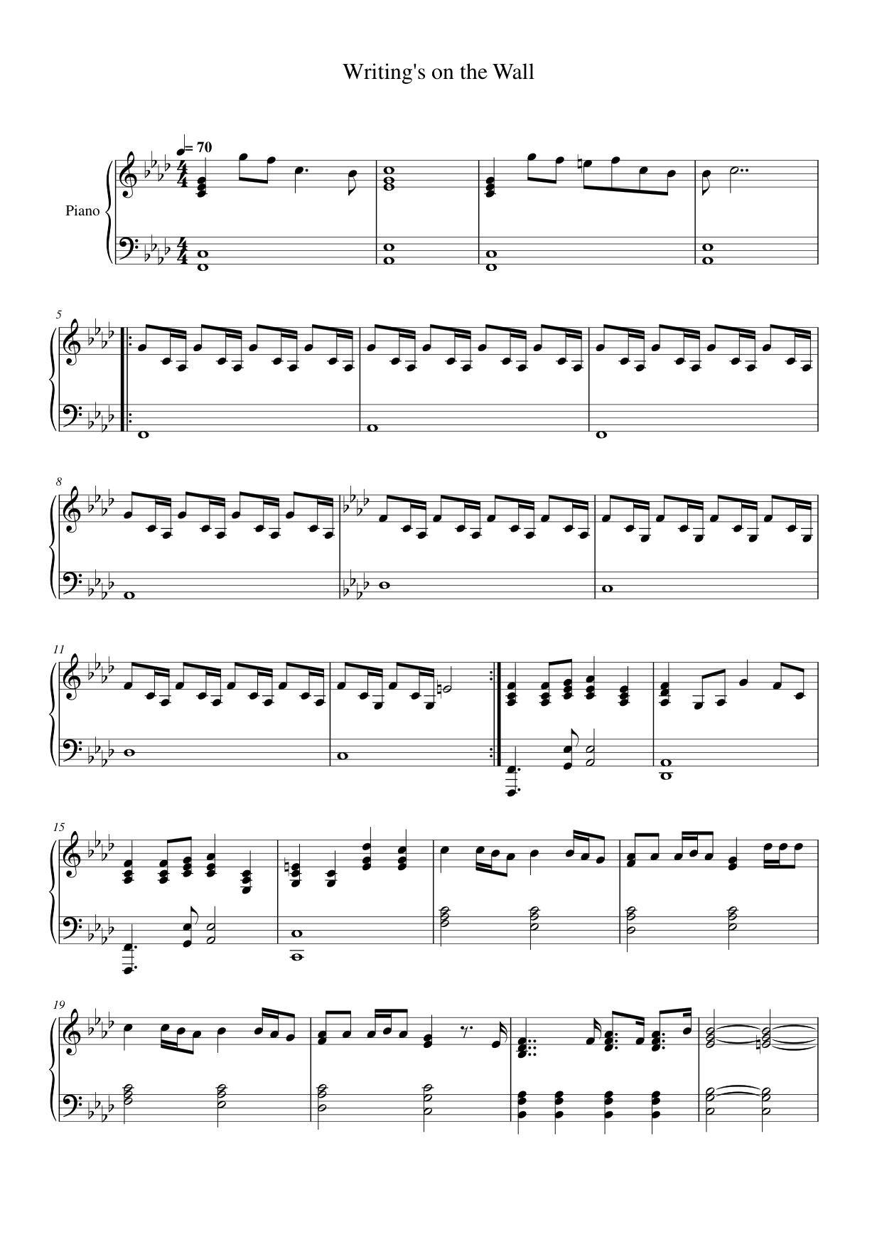 Writing's on the Wall Piano Sheet Music Page 1 Free PDF