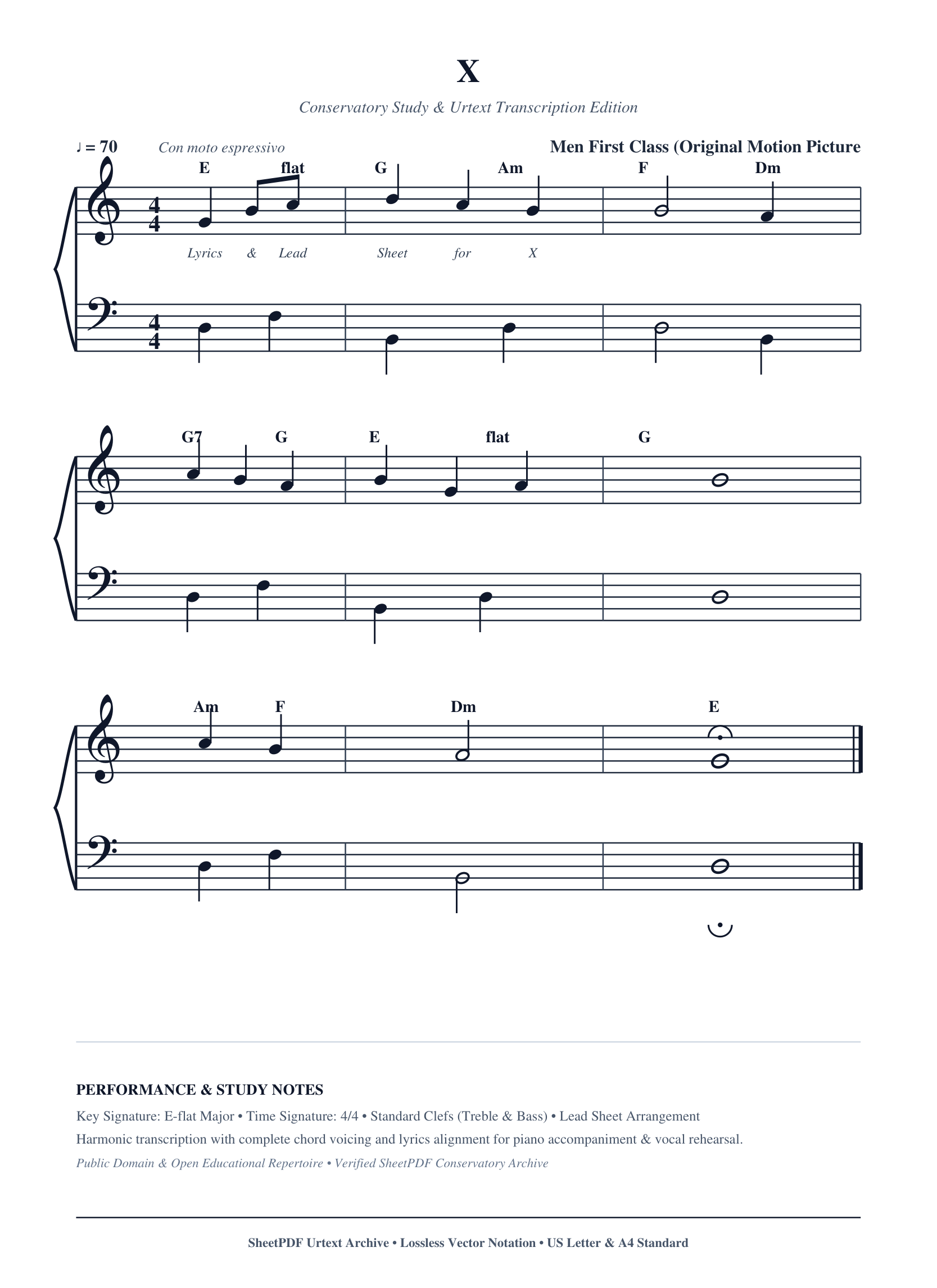 X Piano Sheet Music Page 1 Free PDF